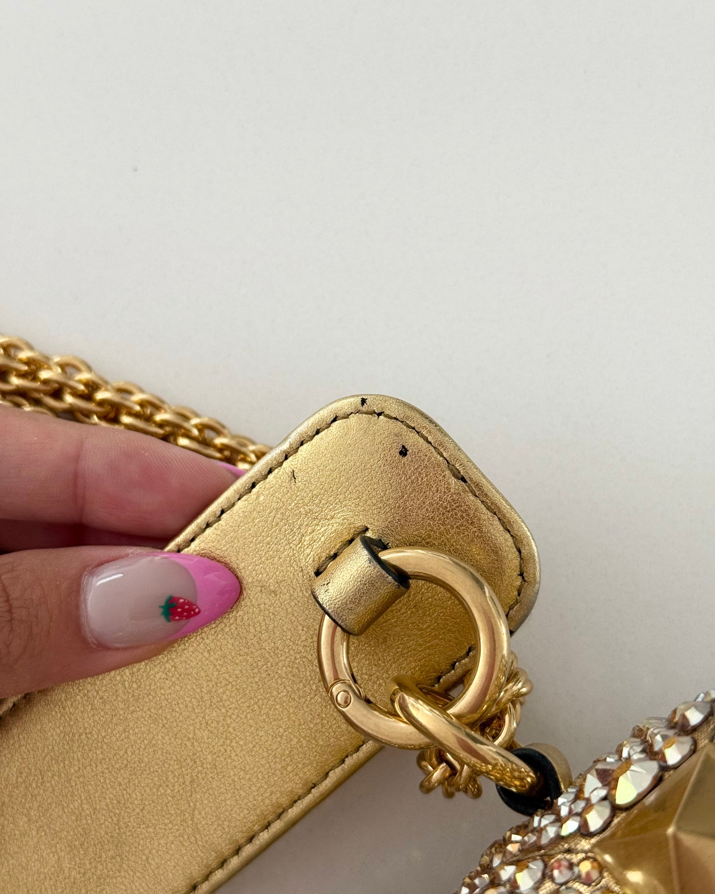 Valentino Gold Crystal Medium Roman Rockstud