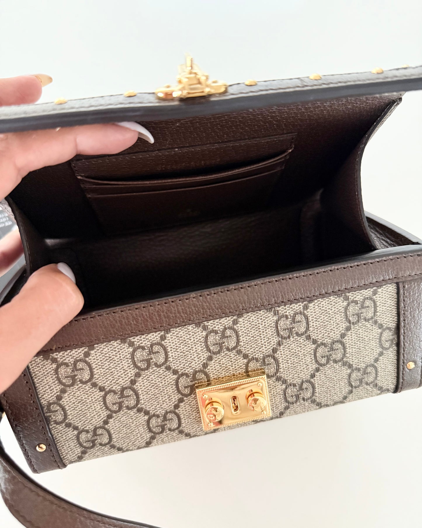 Gucci Beige/Ebony GG Coated Canvas Leather Mini Trunk/Crossbody Bag