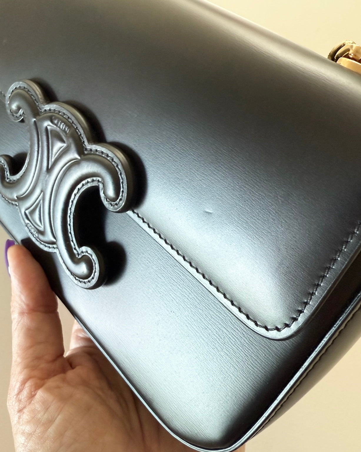 Celine Black Triomphe Claude Chain Small Shoulder Bag