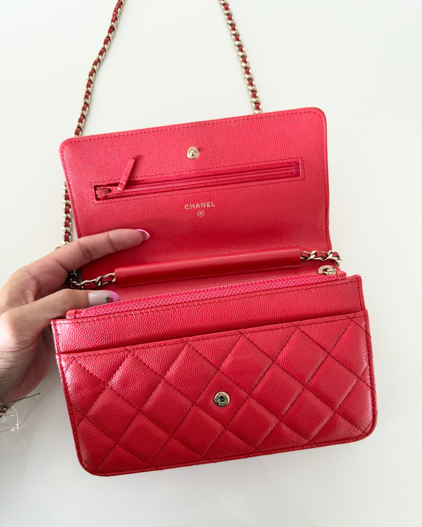 Chanel Red Caviar Classic Wallet on Chain