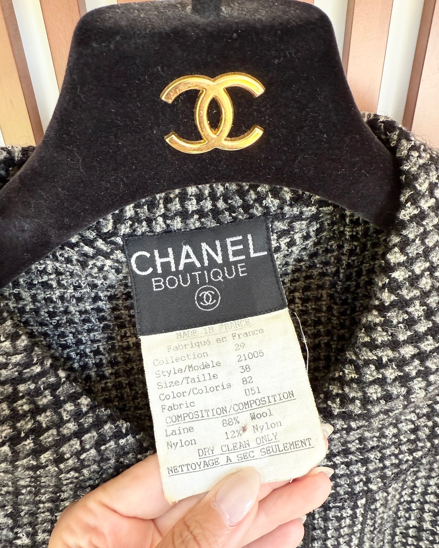 Chanel SUPER RARE Black Tweed Jacket from 29 collection 1992