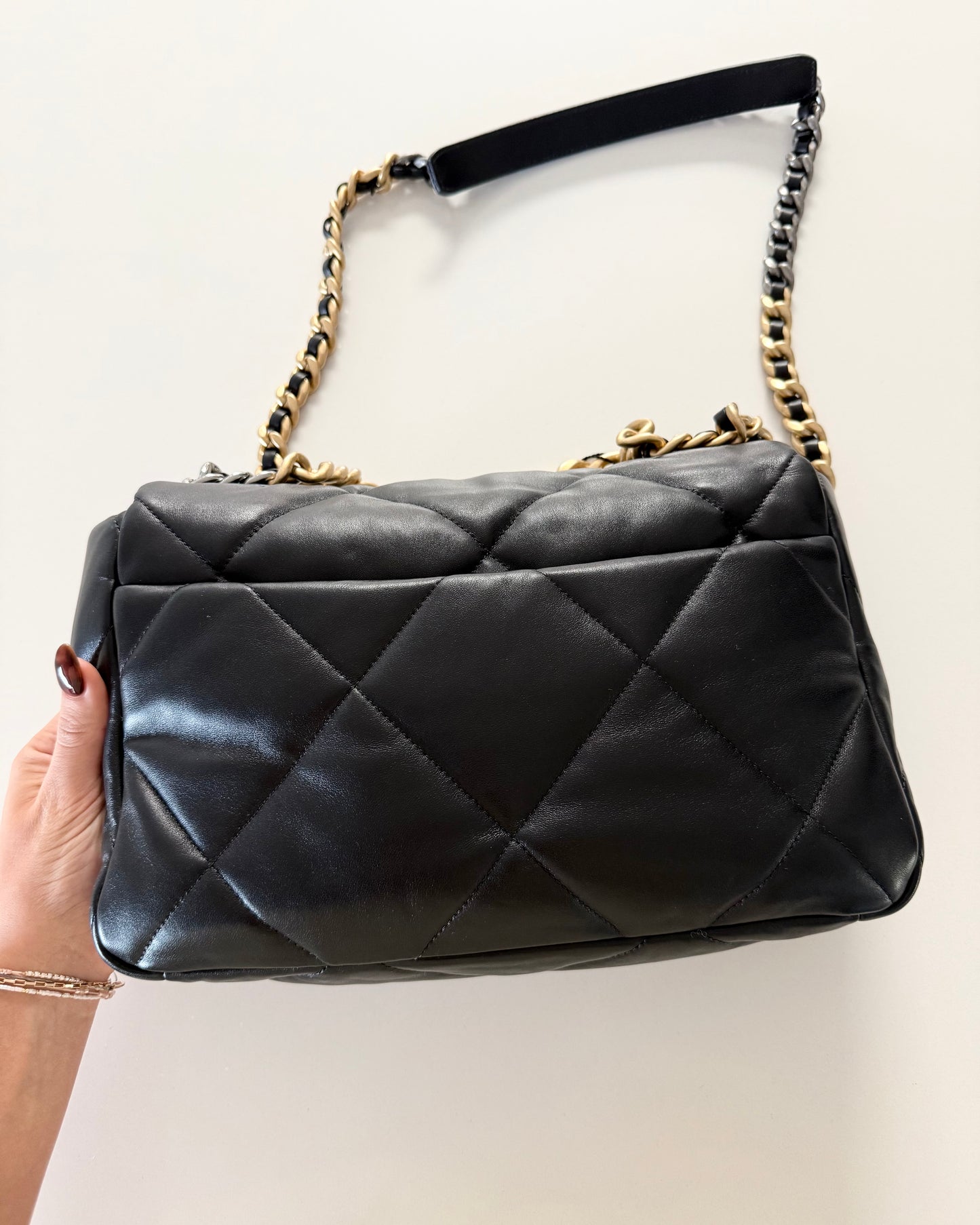 Chanel Black Quilted Lambskin Leather Chanel 19 Large Flap