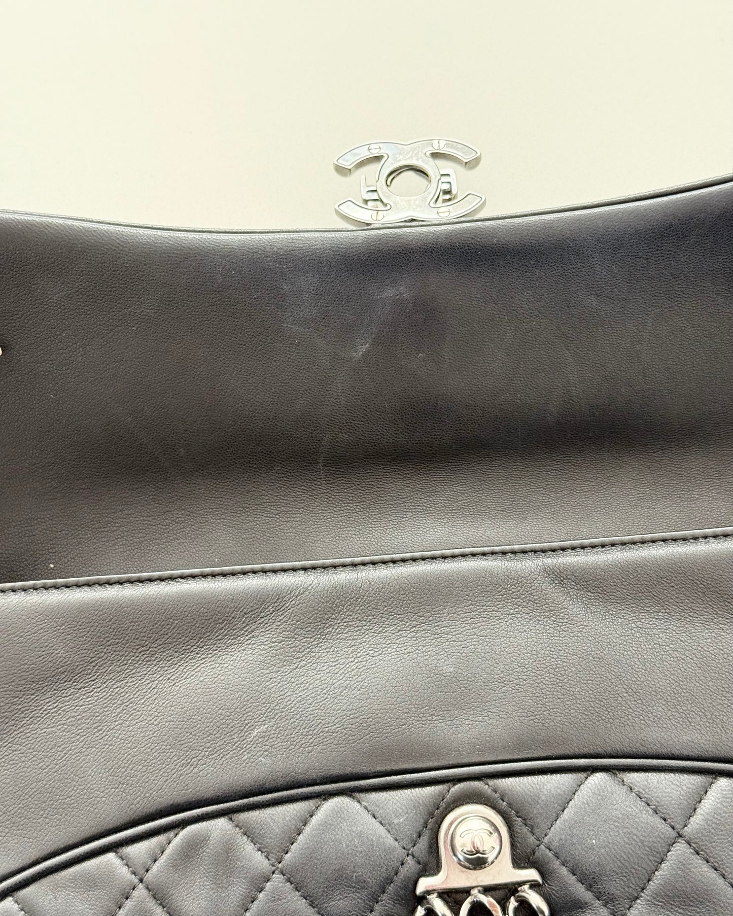 Chanel Black Lambskin Chain Flap Clutch