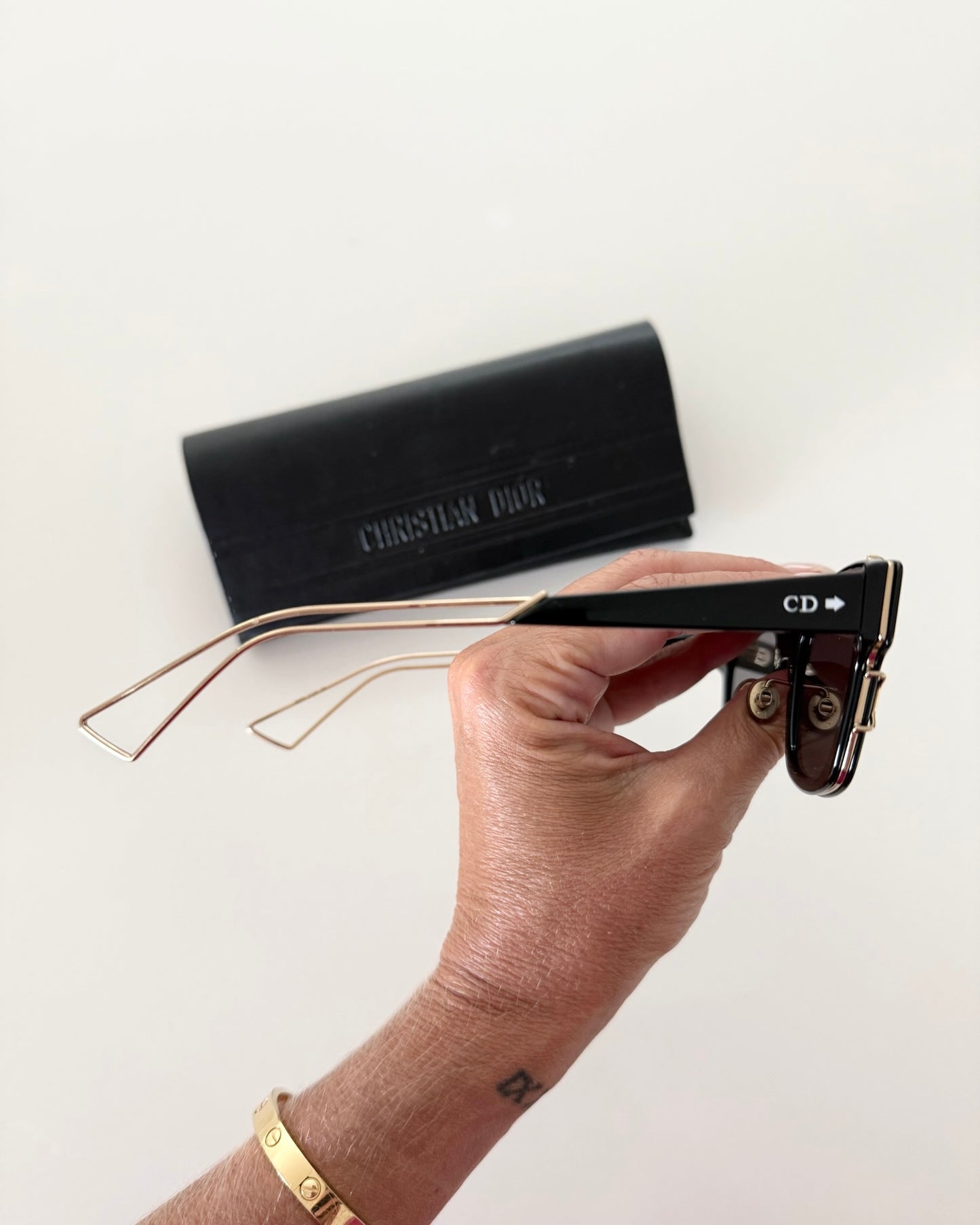 Dior Black Sunglasses with Gold Cage