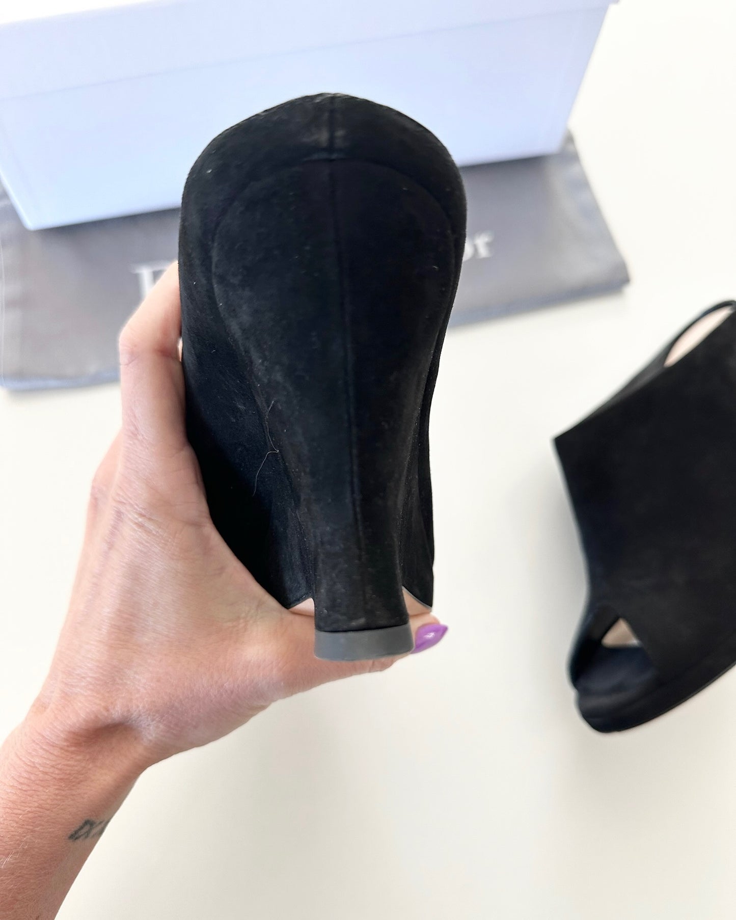 Christian Dior Black Suede Absolu Mules Size 37