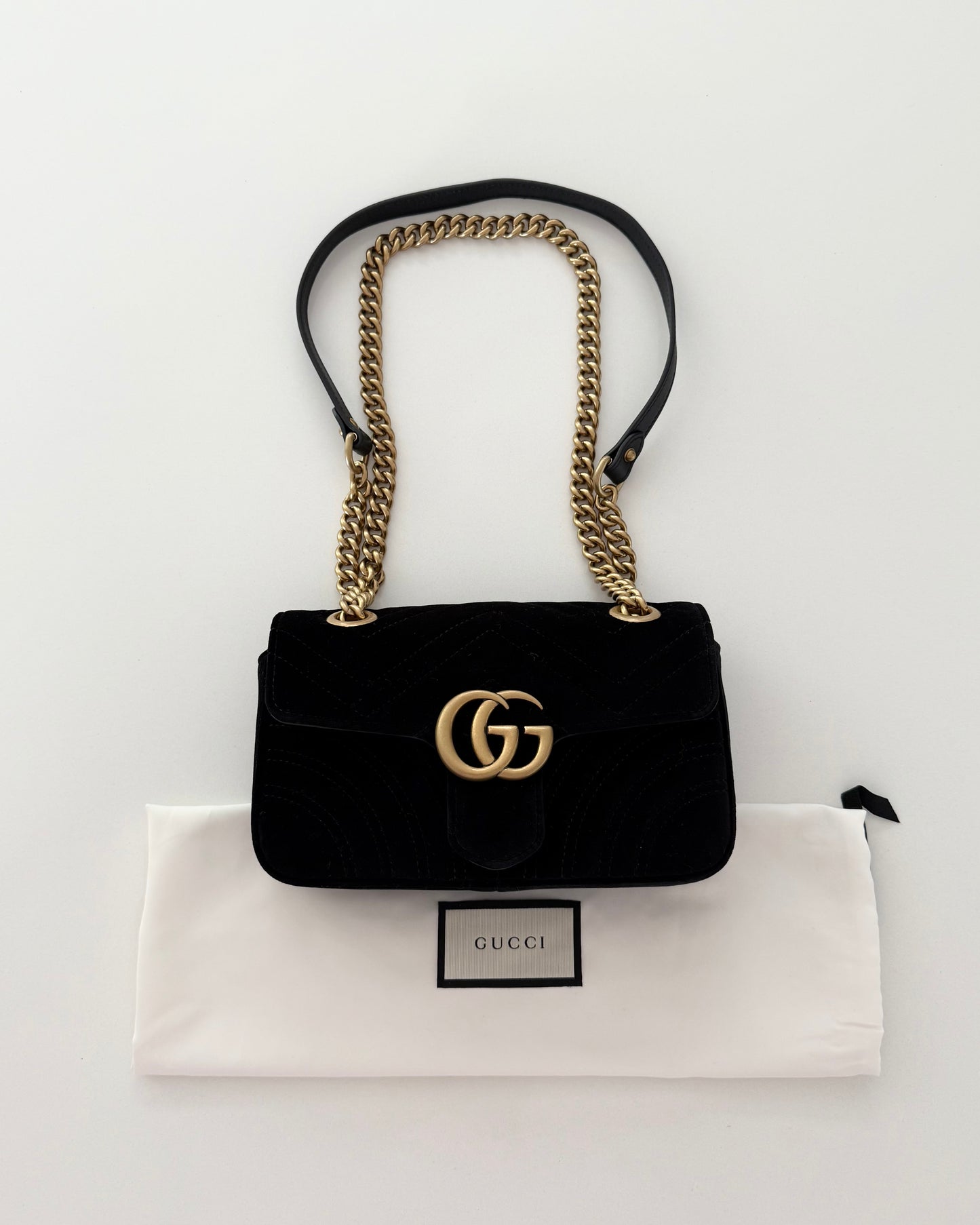 Gucci Black Velvet Marmont Mini Crossbody