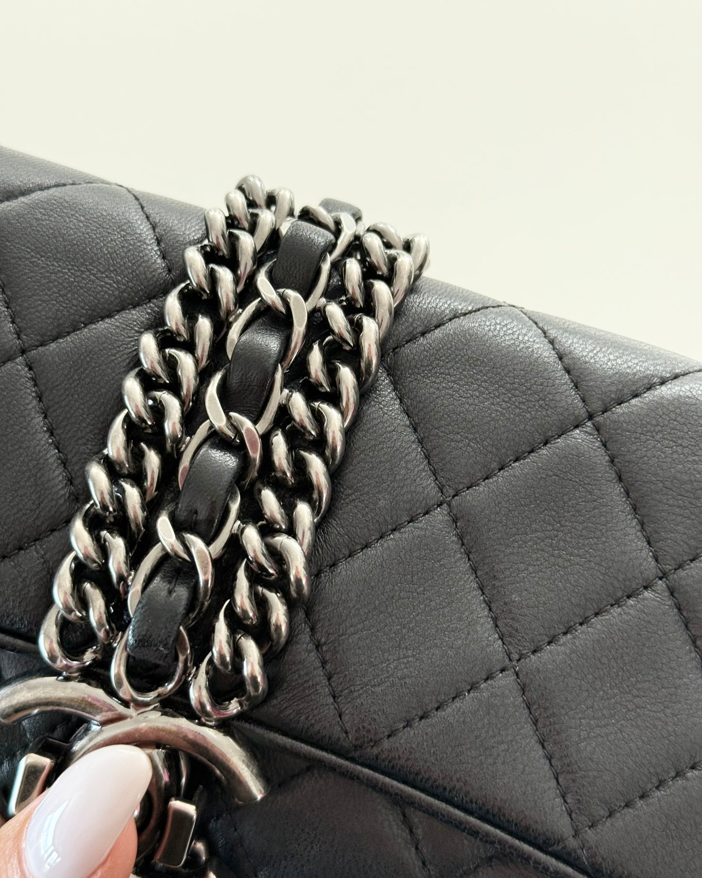 Chanel Black Lambskin Chain Flap Clutch