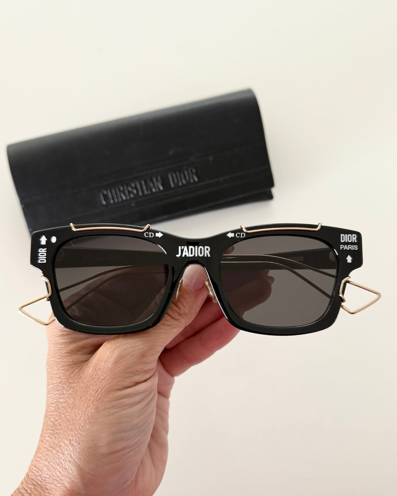 Dior Black Sunglasses with Gold Cage