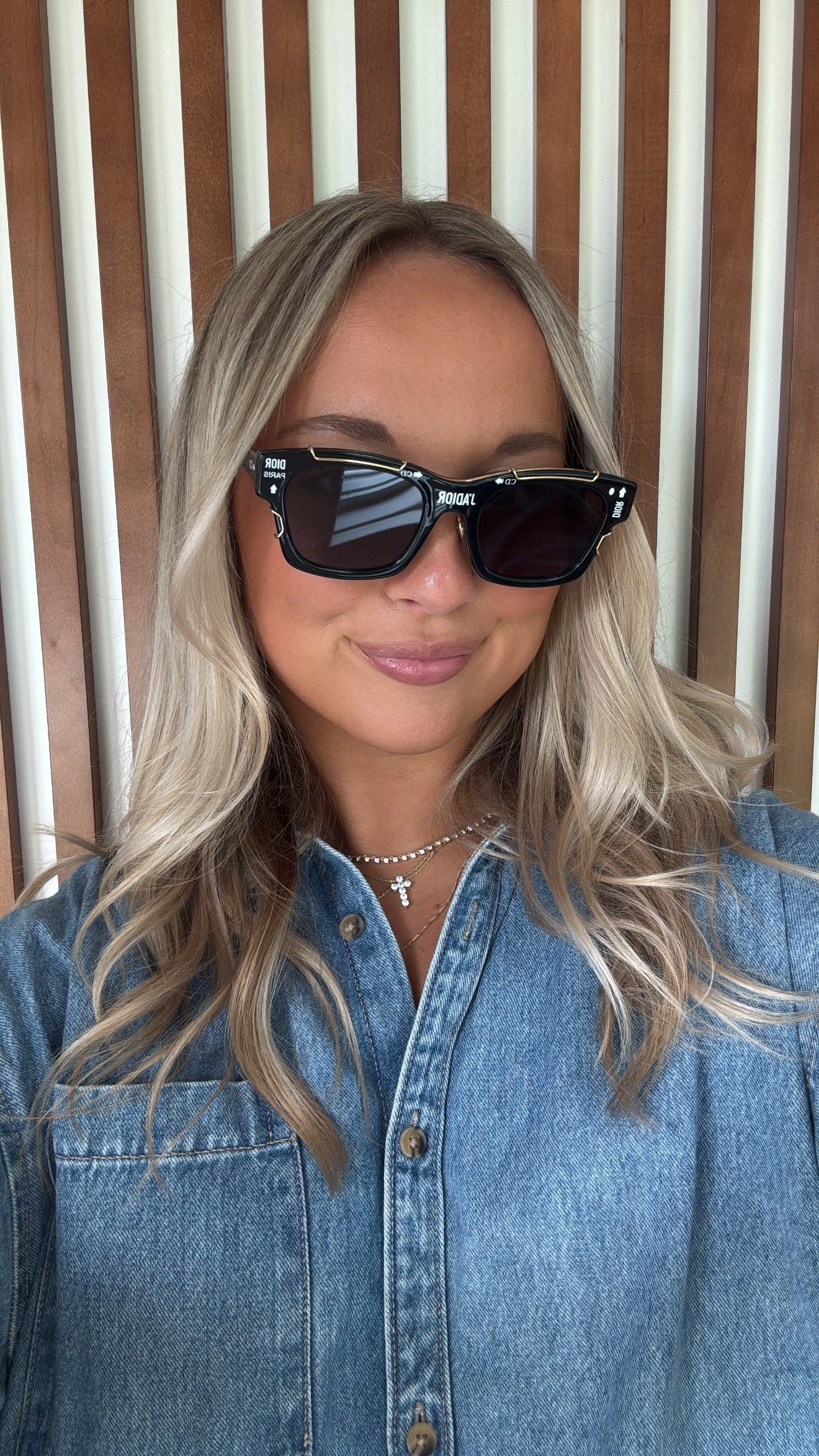 Dior Black Sunglasses with Gold Cage