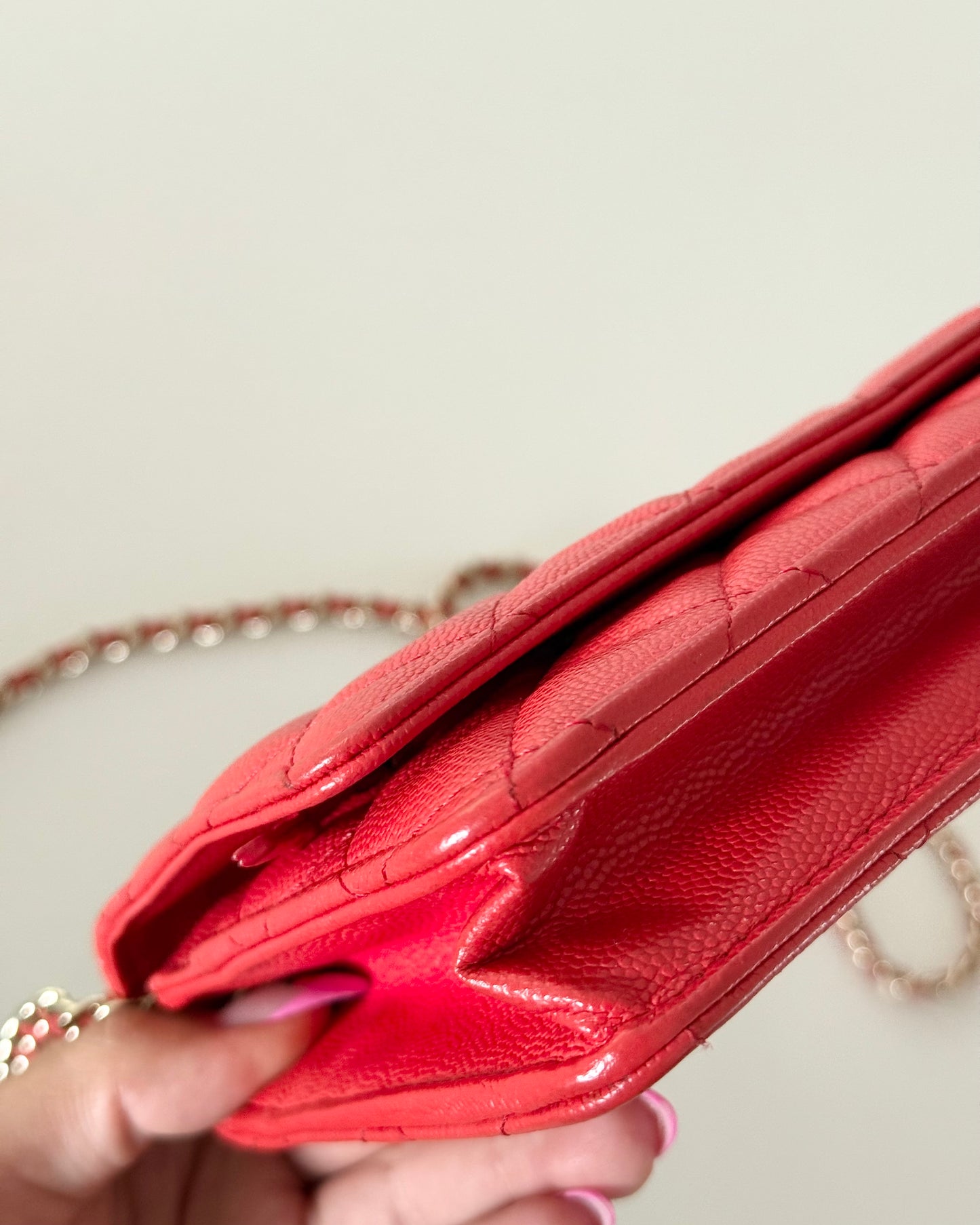 Chanel Red Caviar Classic Wallet on Chain