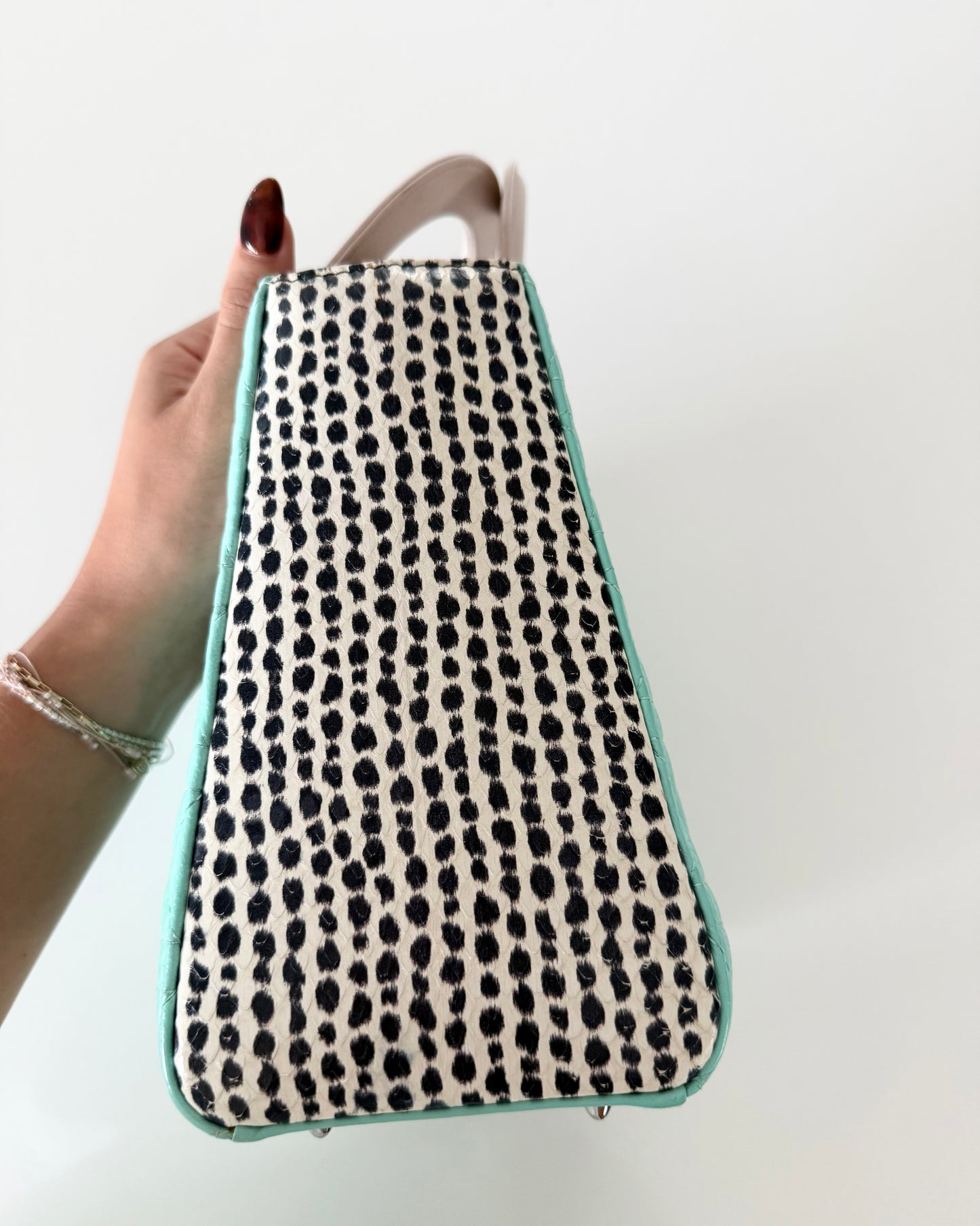 Christian Dior Turquoise and Spotted Python Medium Lady Dior