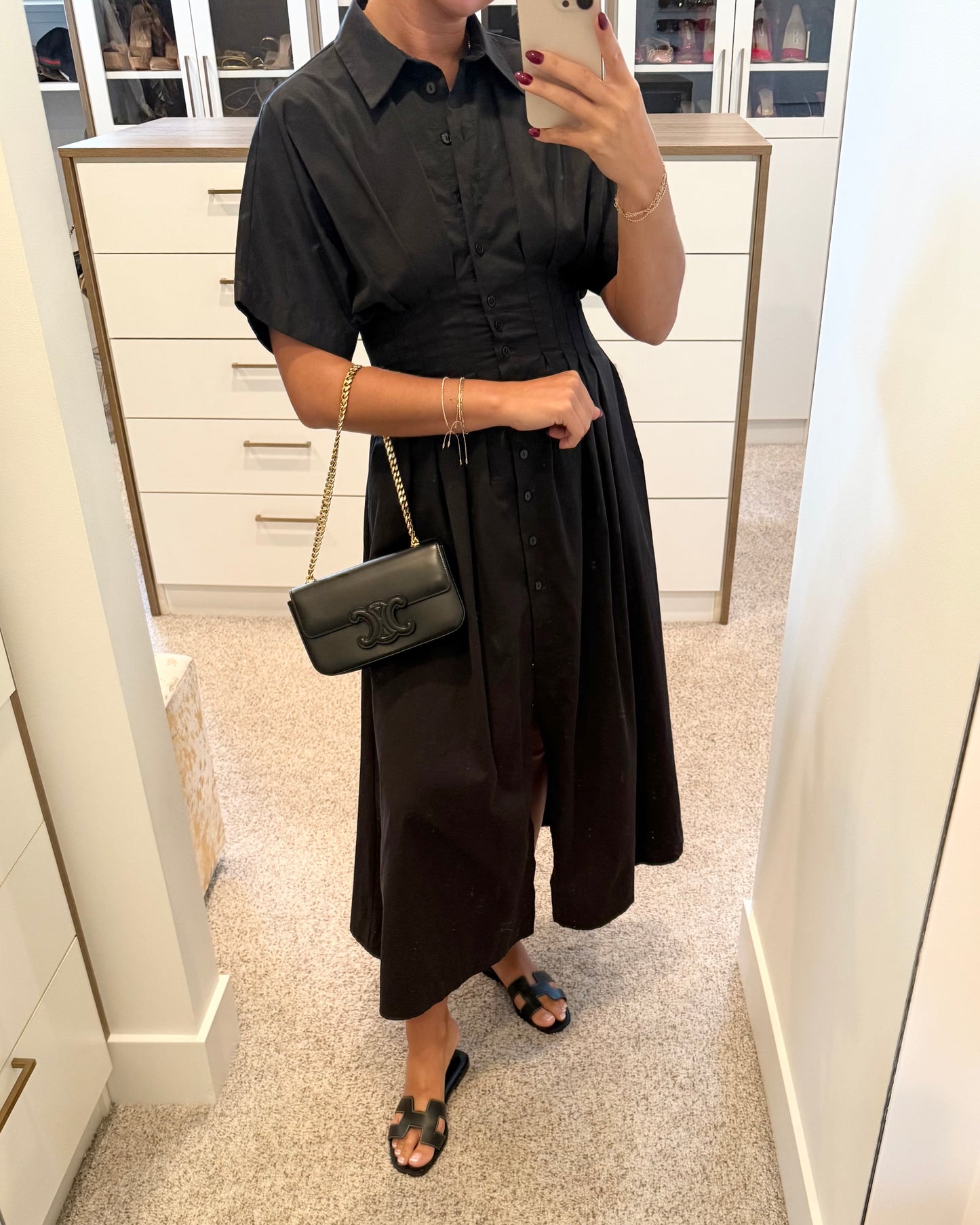 Celine Black Triomphe Claude Chain Small Shoulder Bag