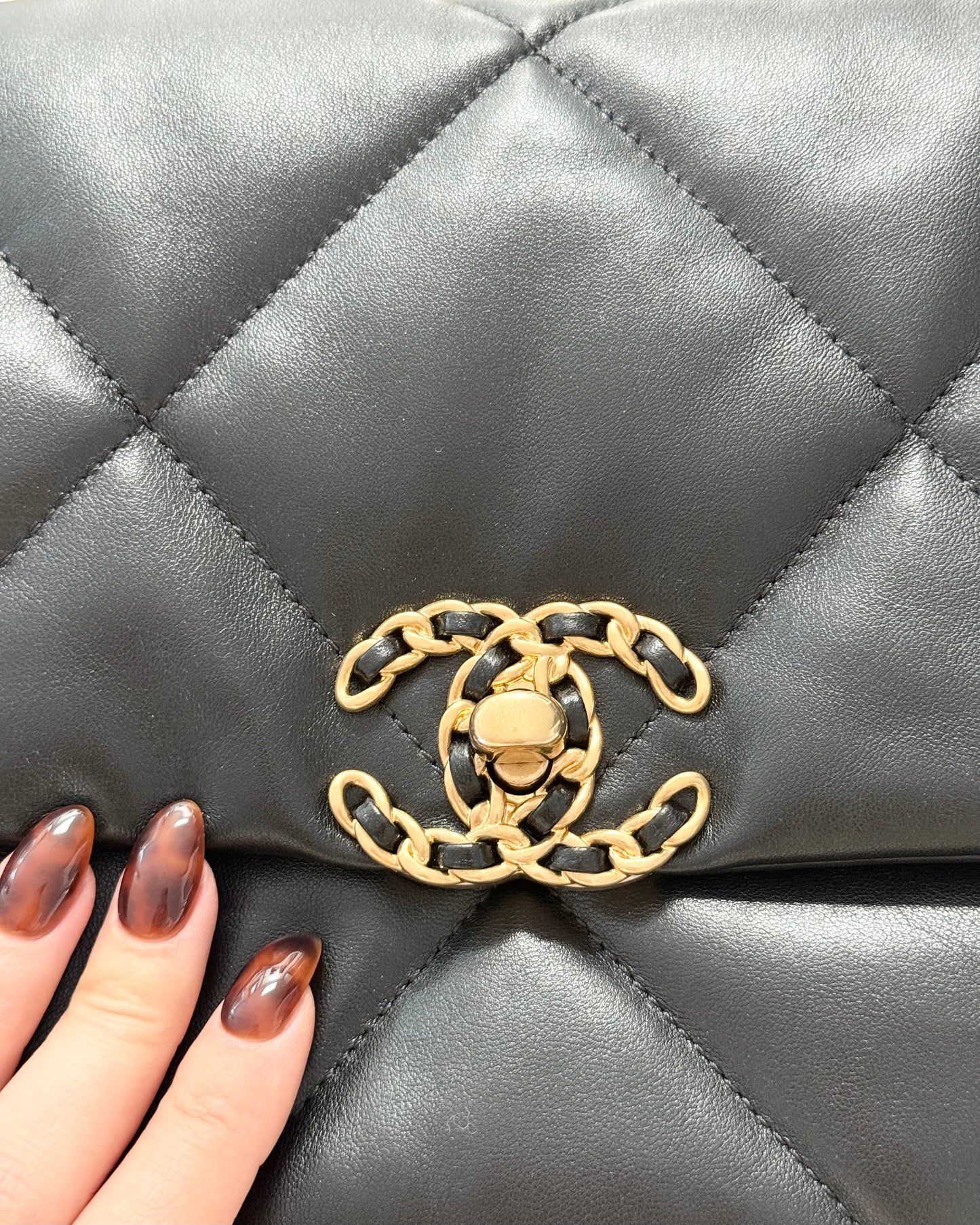 Chanel Black Quilted Lambskin Leather Chanel 19 Large Flap