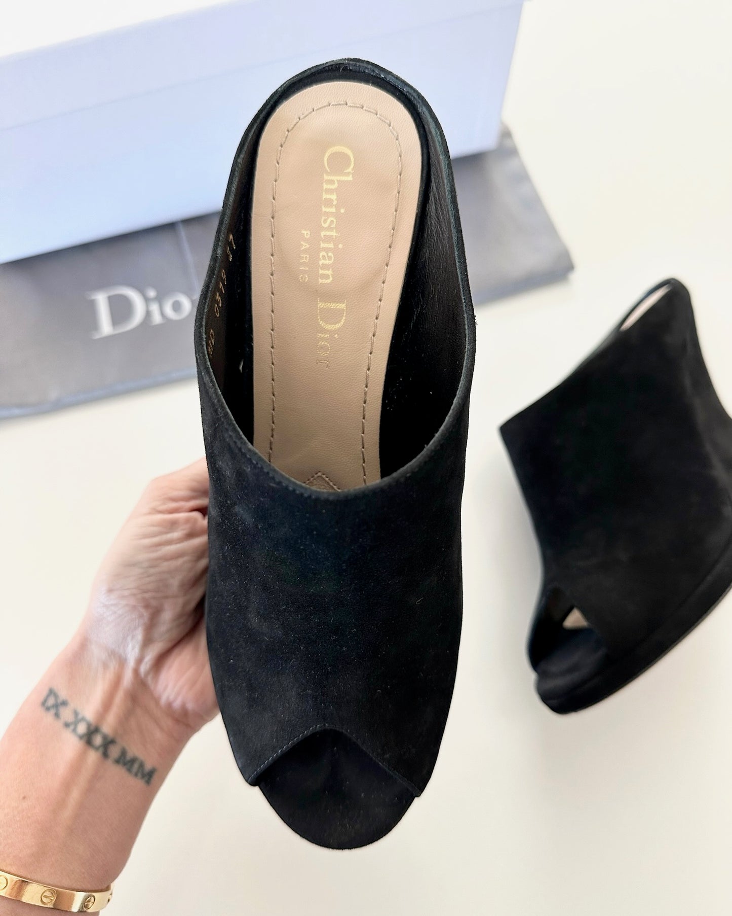 Christian Dior Black Suede Absolu Mules Size 37