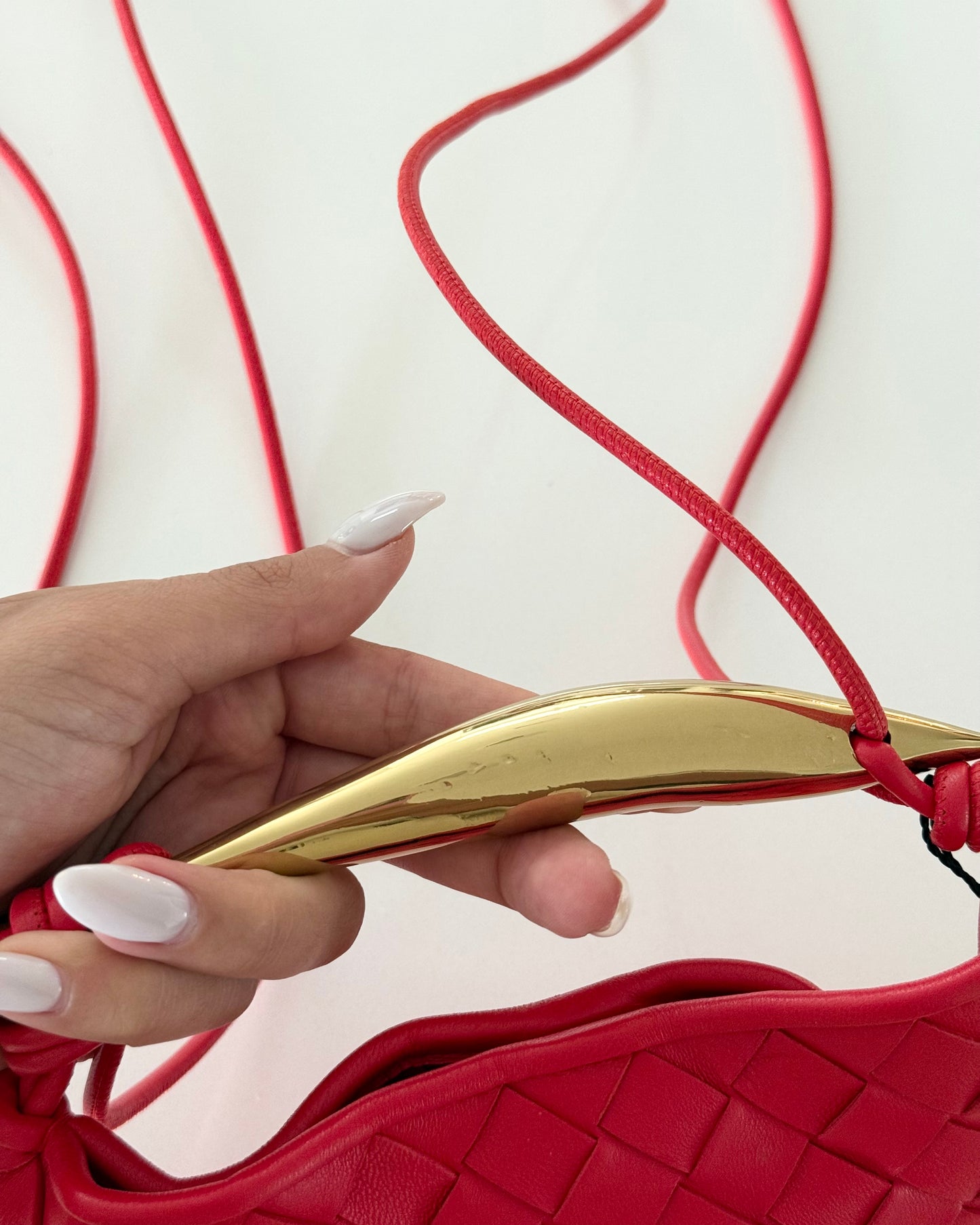 Bottega Veneta Red Woven Intrecciato Nappa Leather Baby Sardine Crossbody Bag