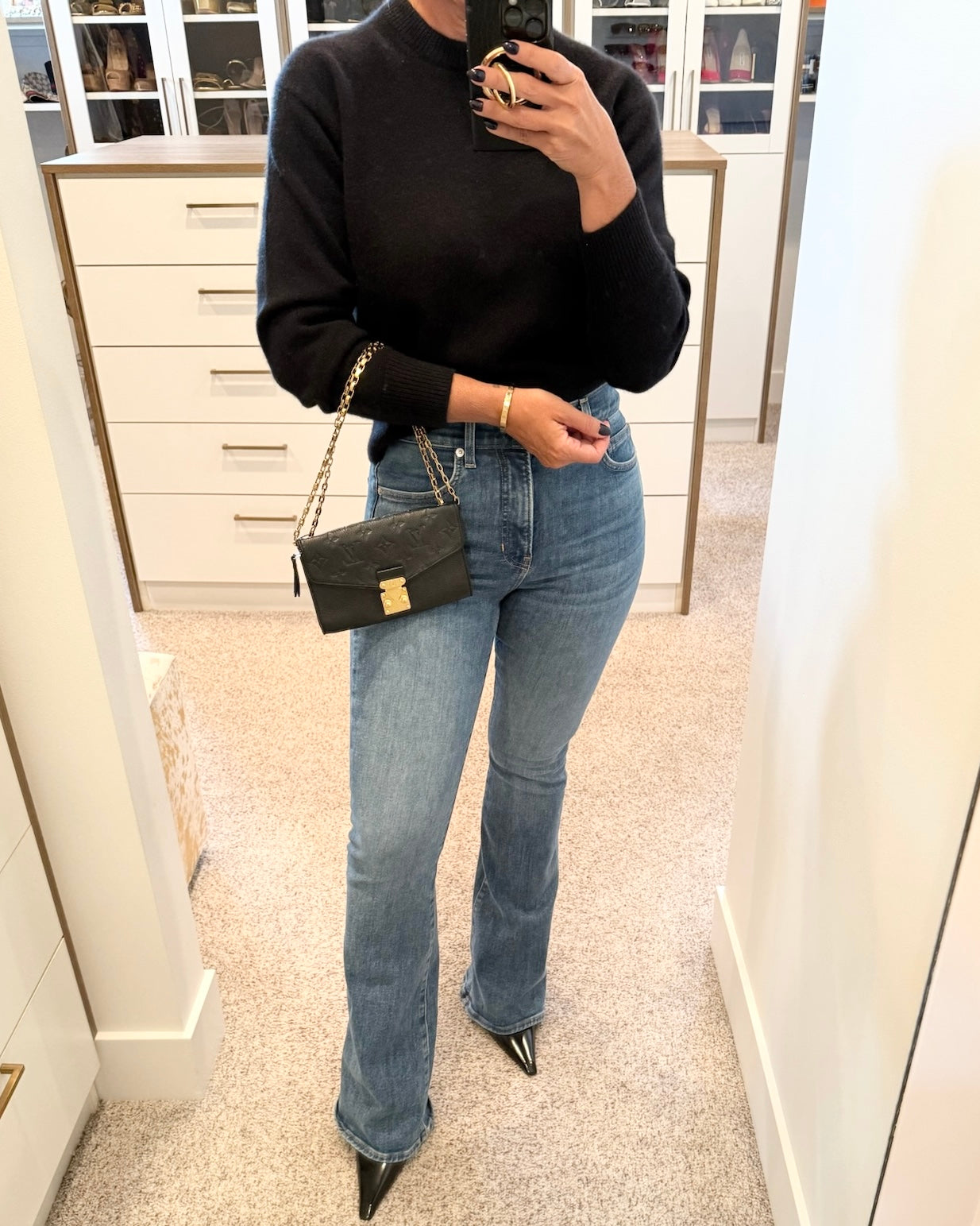 Louis Vuitton Black Monogram Empreinte Leather St Germain Pochette Bag