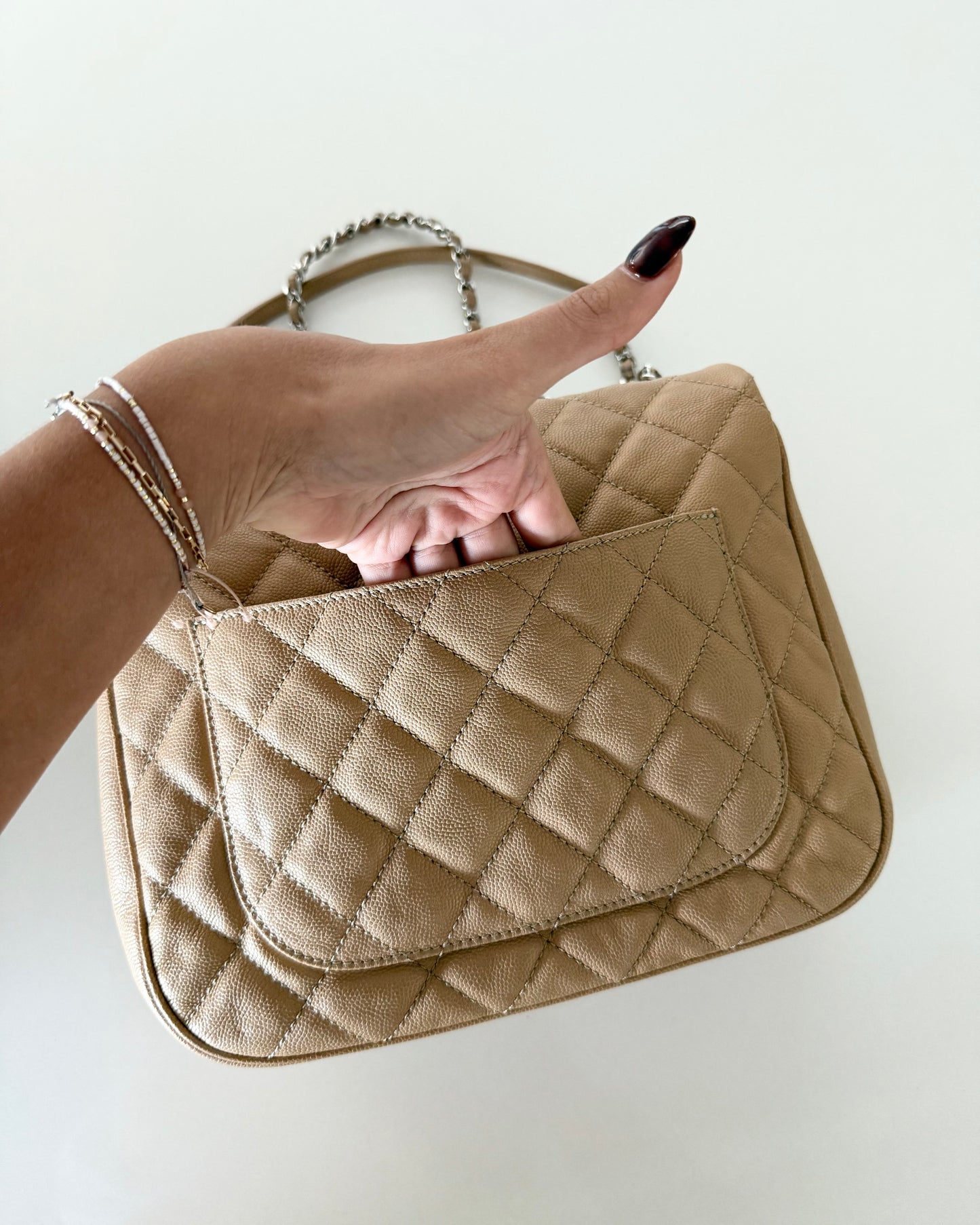 Chanel Beige Caviar Quilted Large Urban Companion Flap Bag. 25 series from 2018