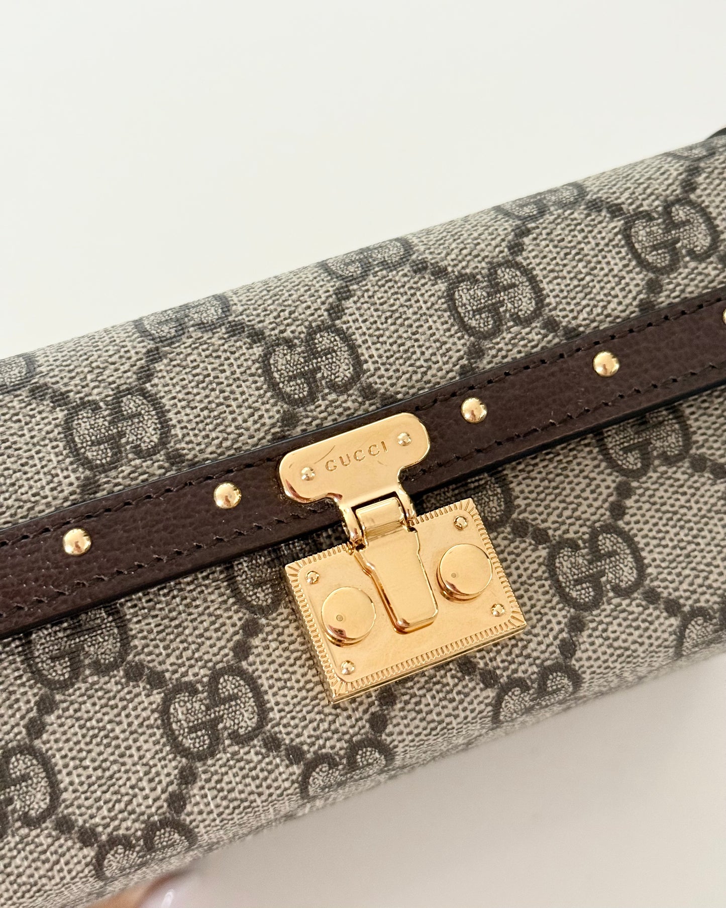 Gucci Beige/Ebony GG Coated Canvas Leather Mini Trunk/Crossbody Bag