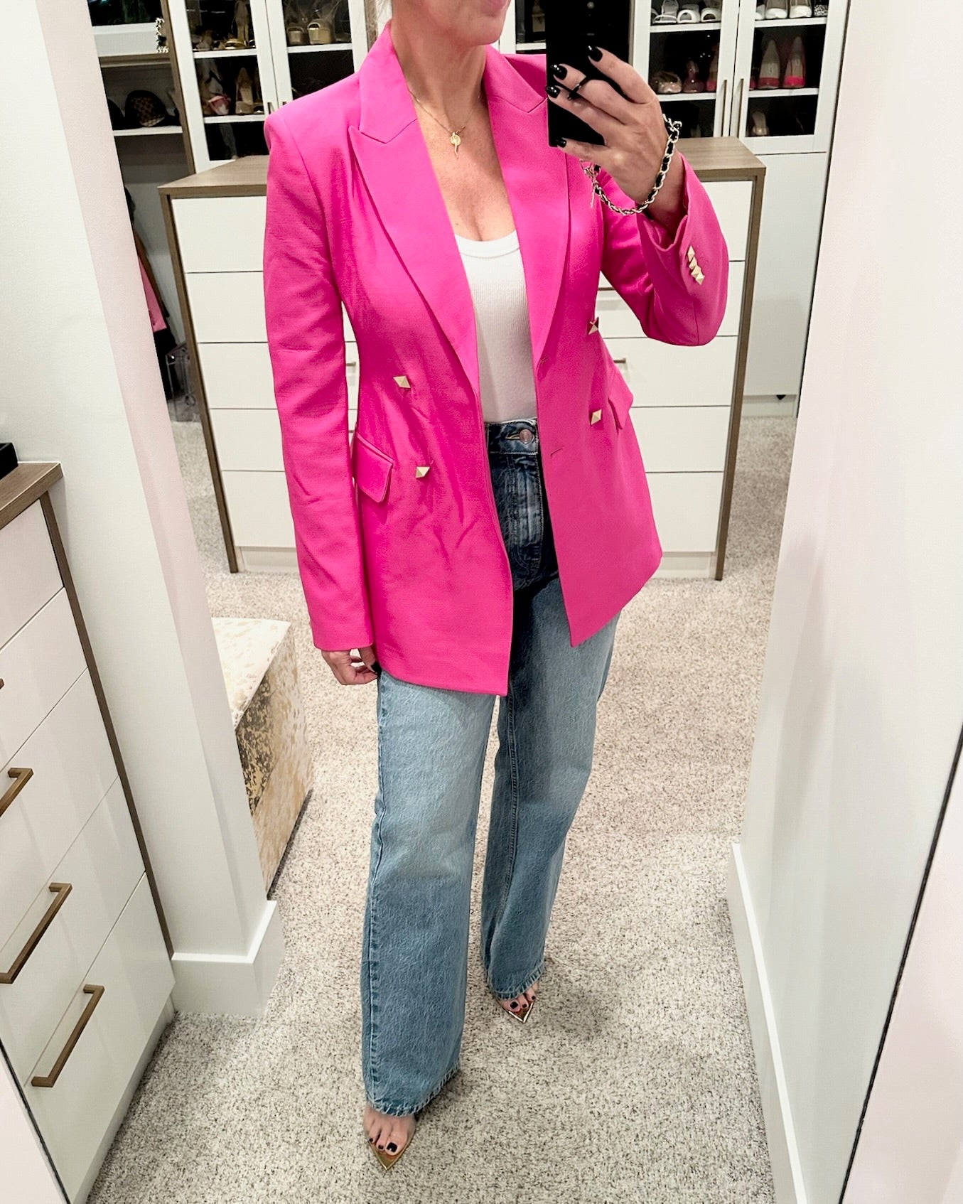 Valentino Bright Pink Rockstud Blazer size 40/4