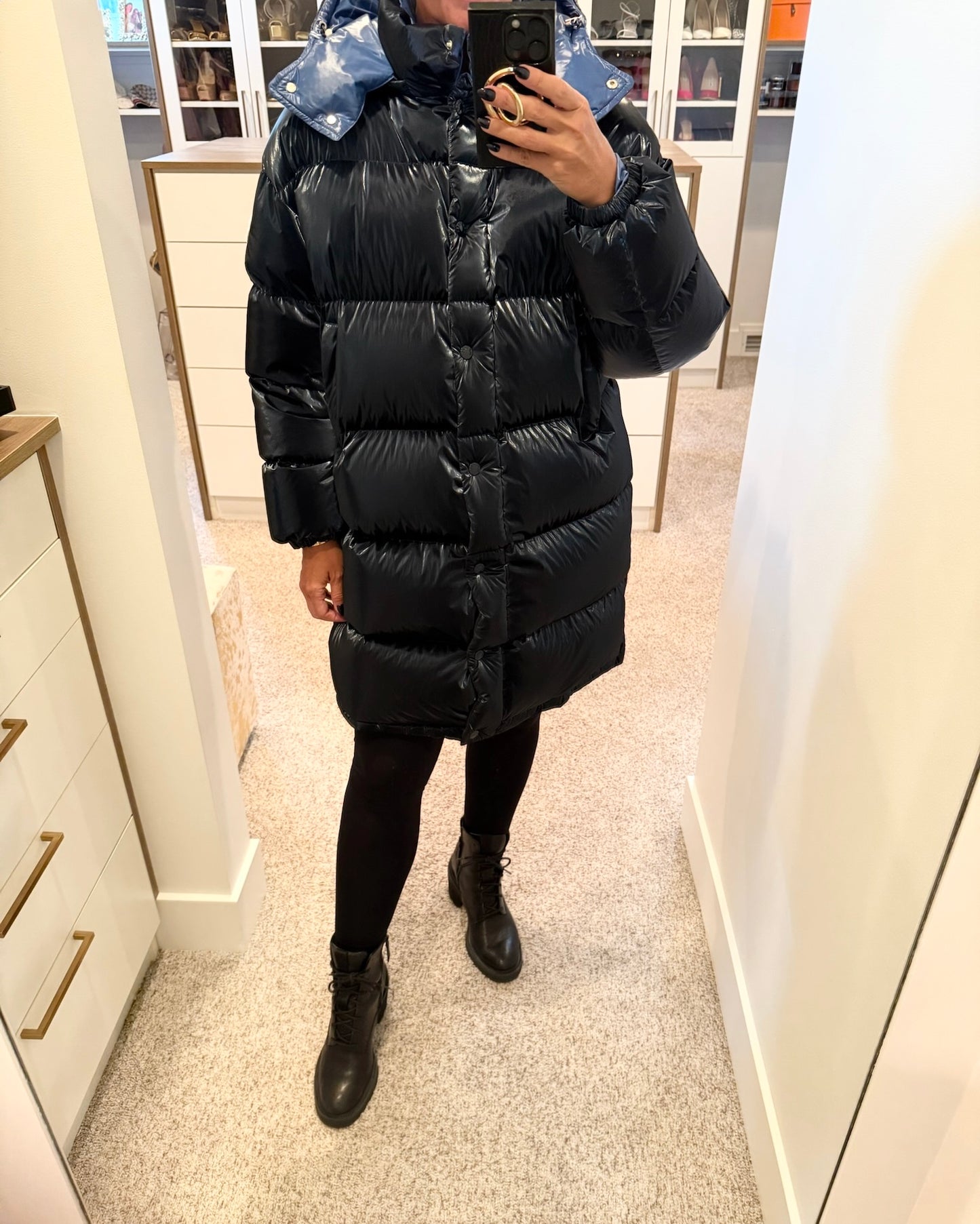 Moncler Metallic Blue Down Gaou Parka Jacket size 2/M