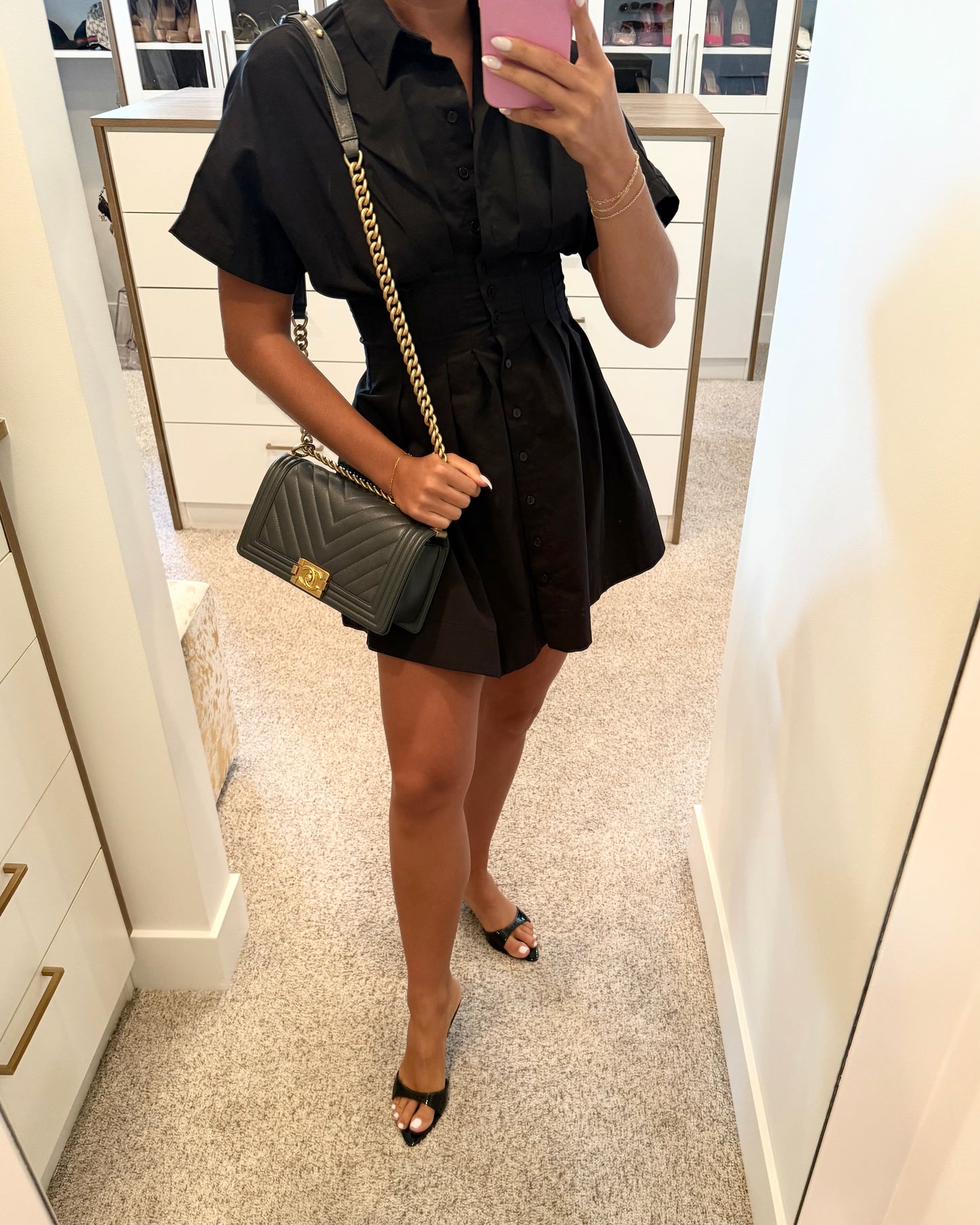 Chanel Dark Grey Caviar Medium Boy Bag