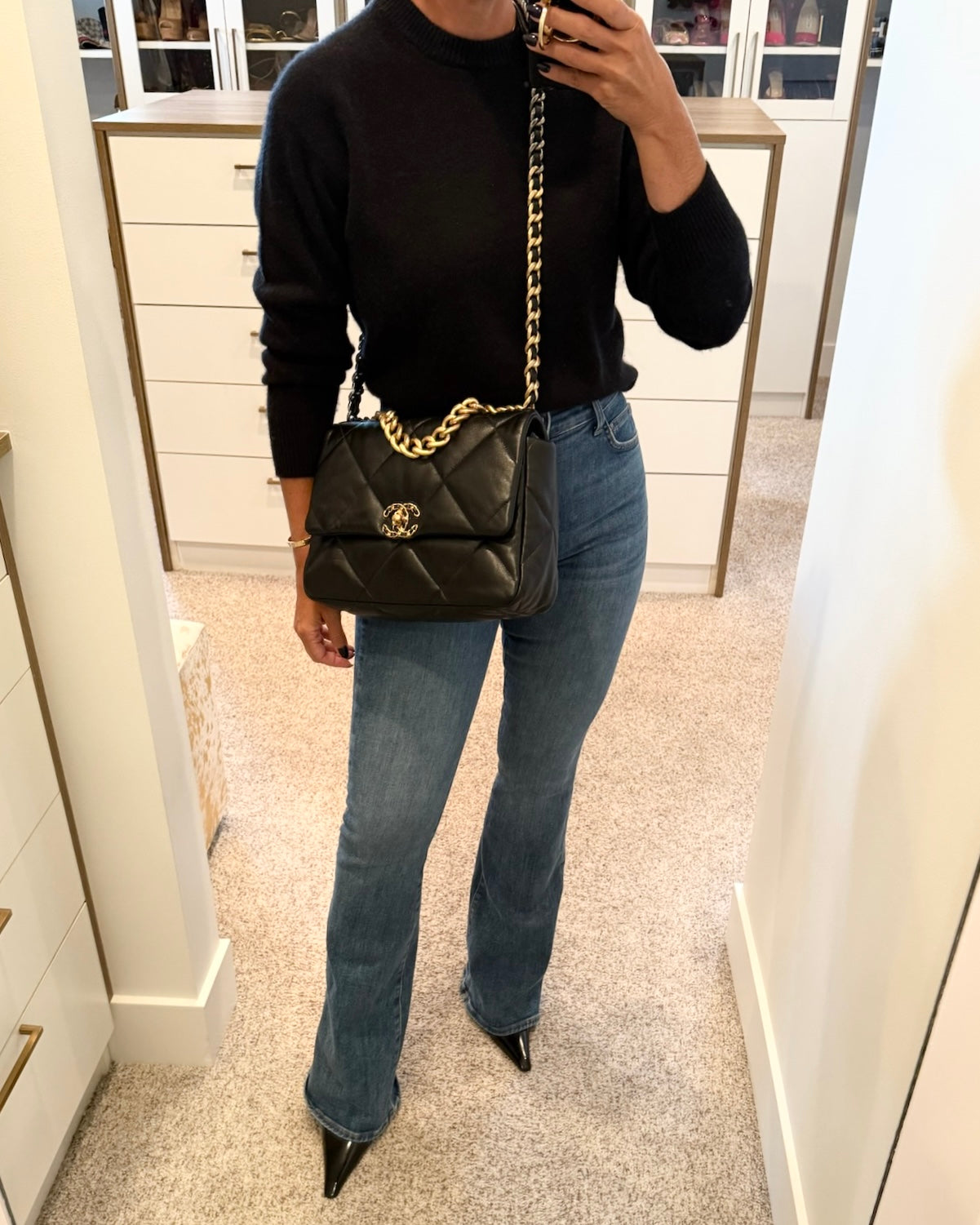 Chanel Black Quilted Lambskin Leather Chanel 19 Large Flap