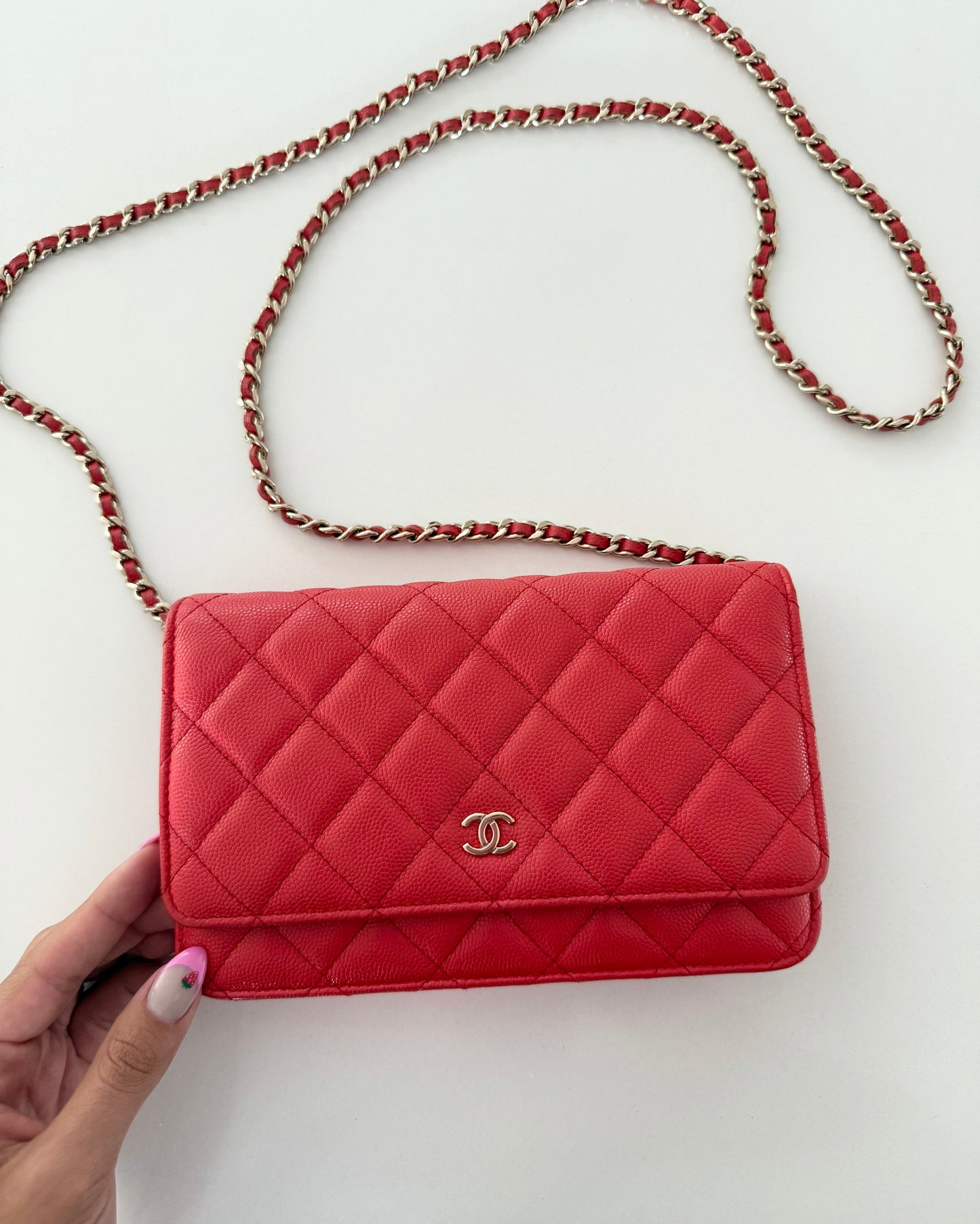 Chanel Red Caviar Classic Wallet on Chain