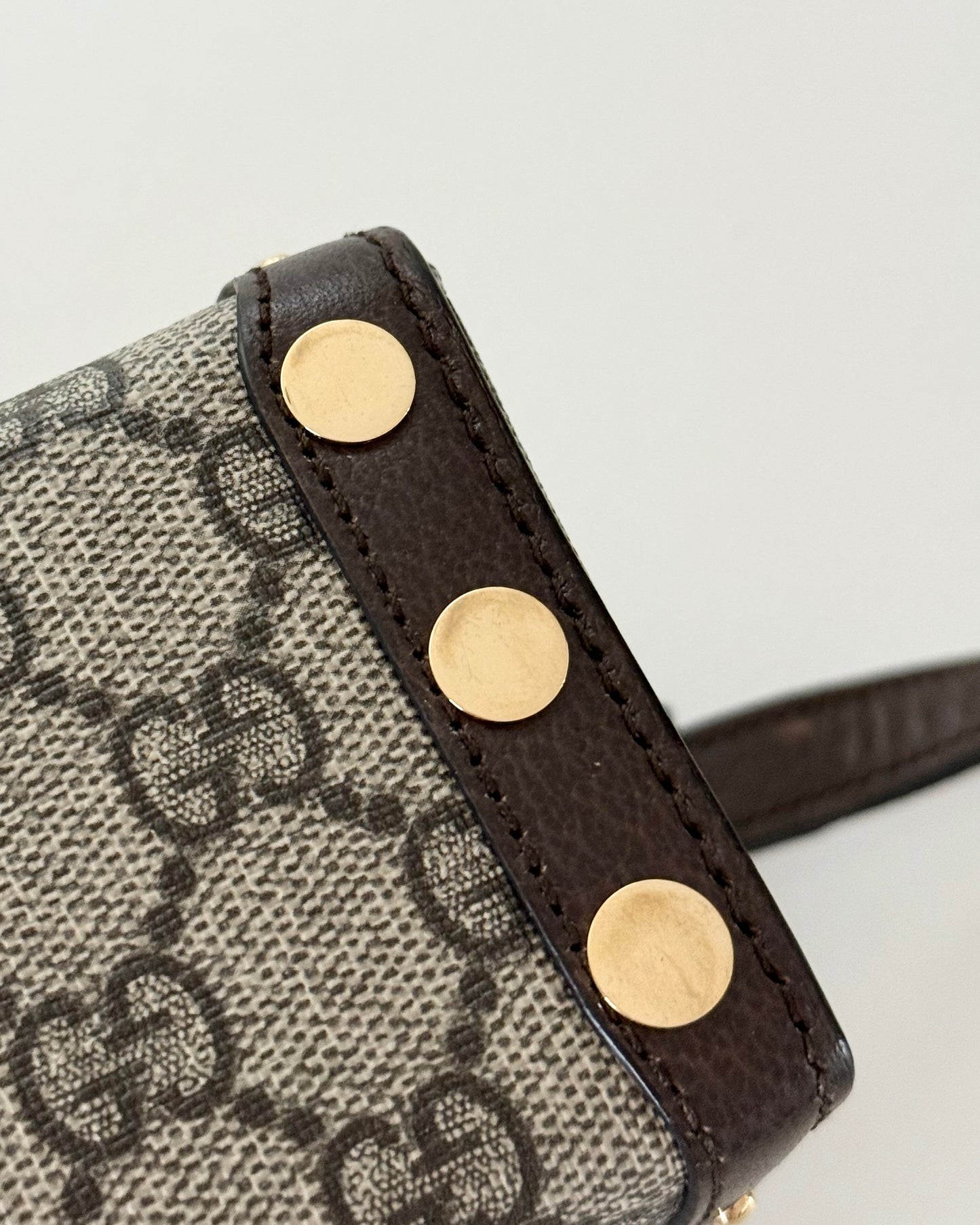 Gucci Beige/Ebony GG Coated Canvas Leather Mini Trunk/Crossbody Bag