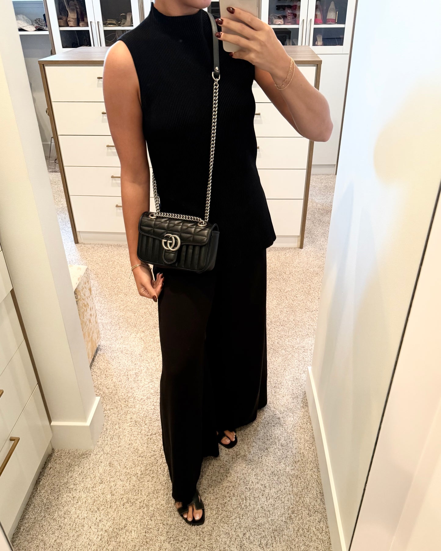 Gucci Black Marmont Flap Matalasse Aria Mini Bag