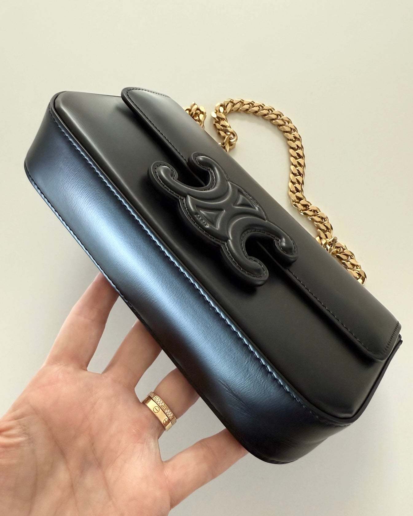 Celine Black Triomphe Claude Chain Small Shoulder Bag