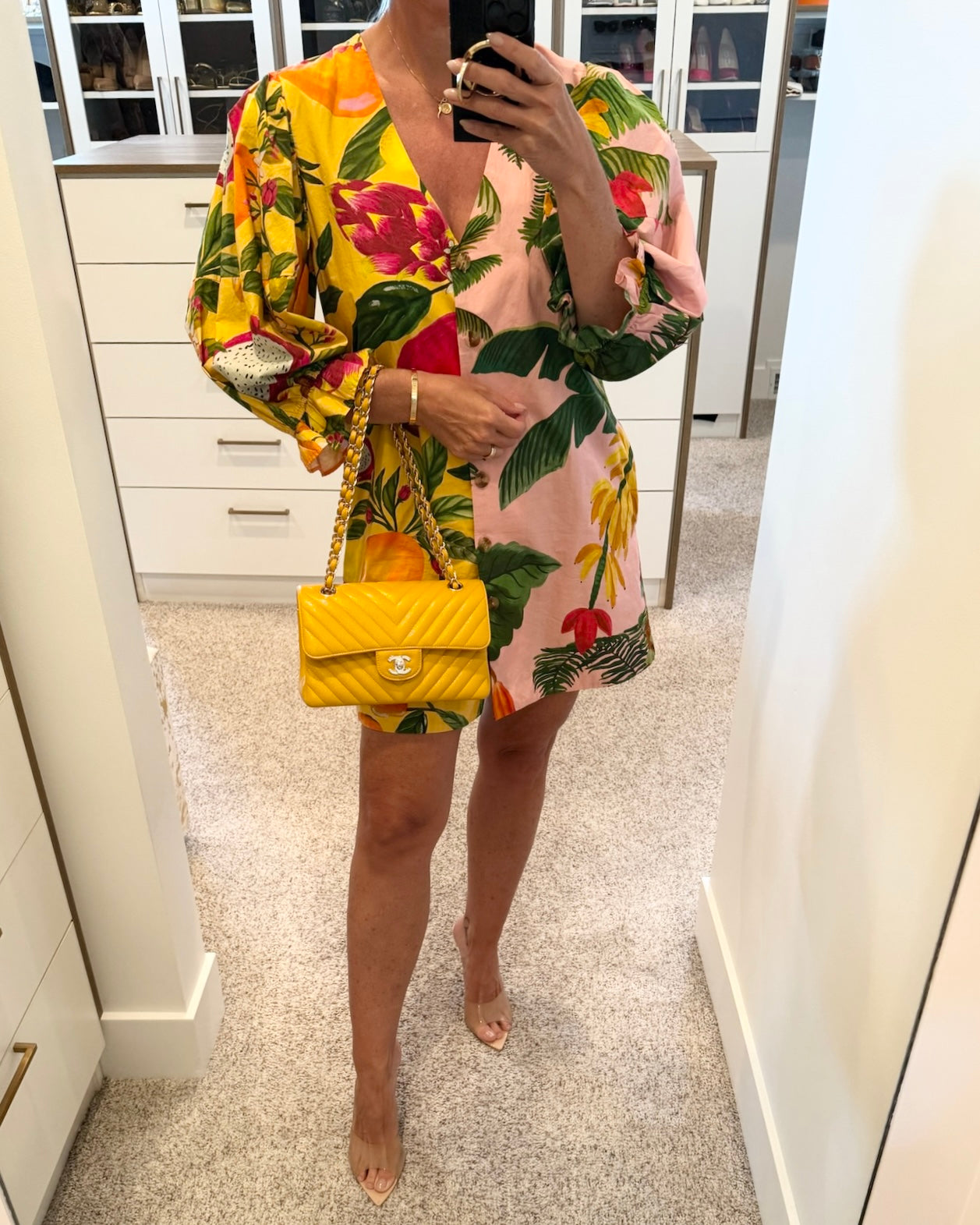 Chanel Dark Yellow Chevron Caviar Small Double Flap 30 series from 2020-21