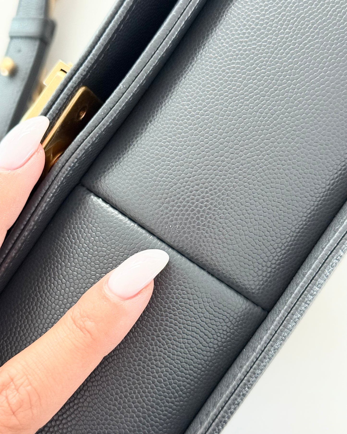 Chanel Dark Grey Caviar Medium Boy Bag