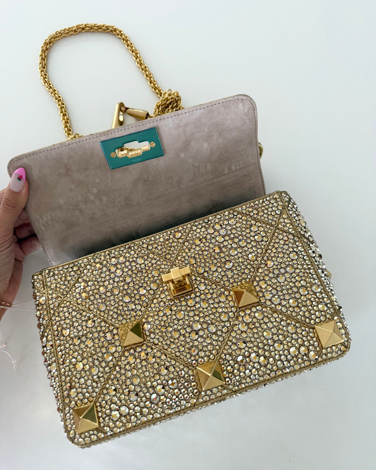 Valentino Gold Crystal Medium Roman Rockstud