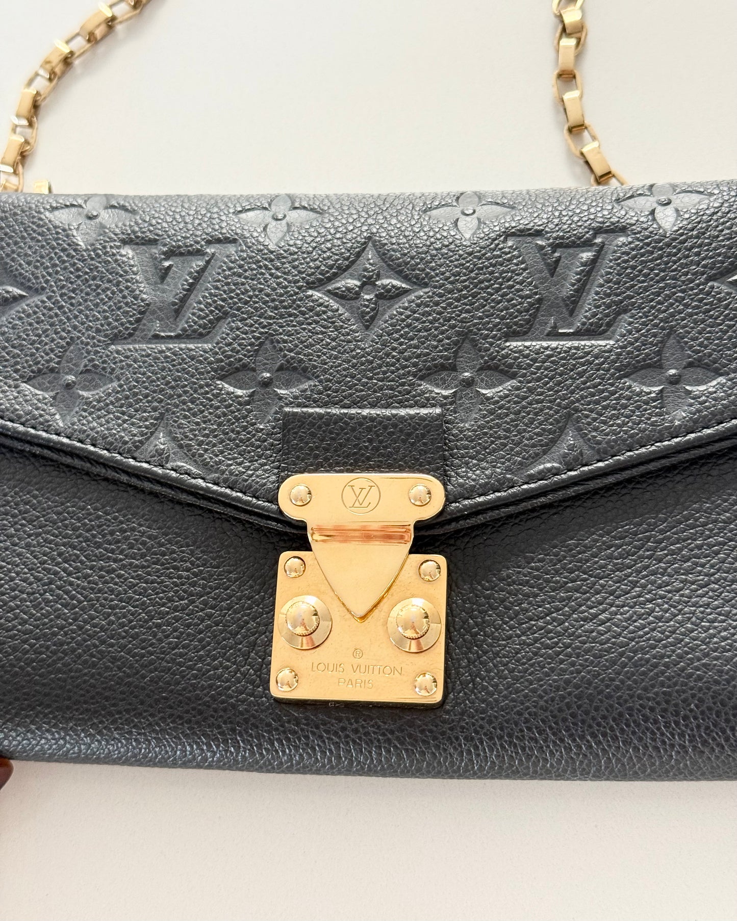 Louis Vuitton Black Monogram Empreinte Leather St Germain Pochette Bag
