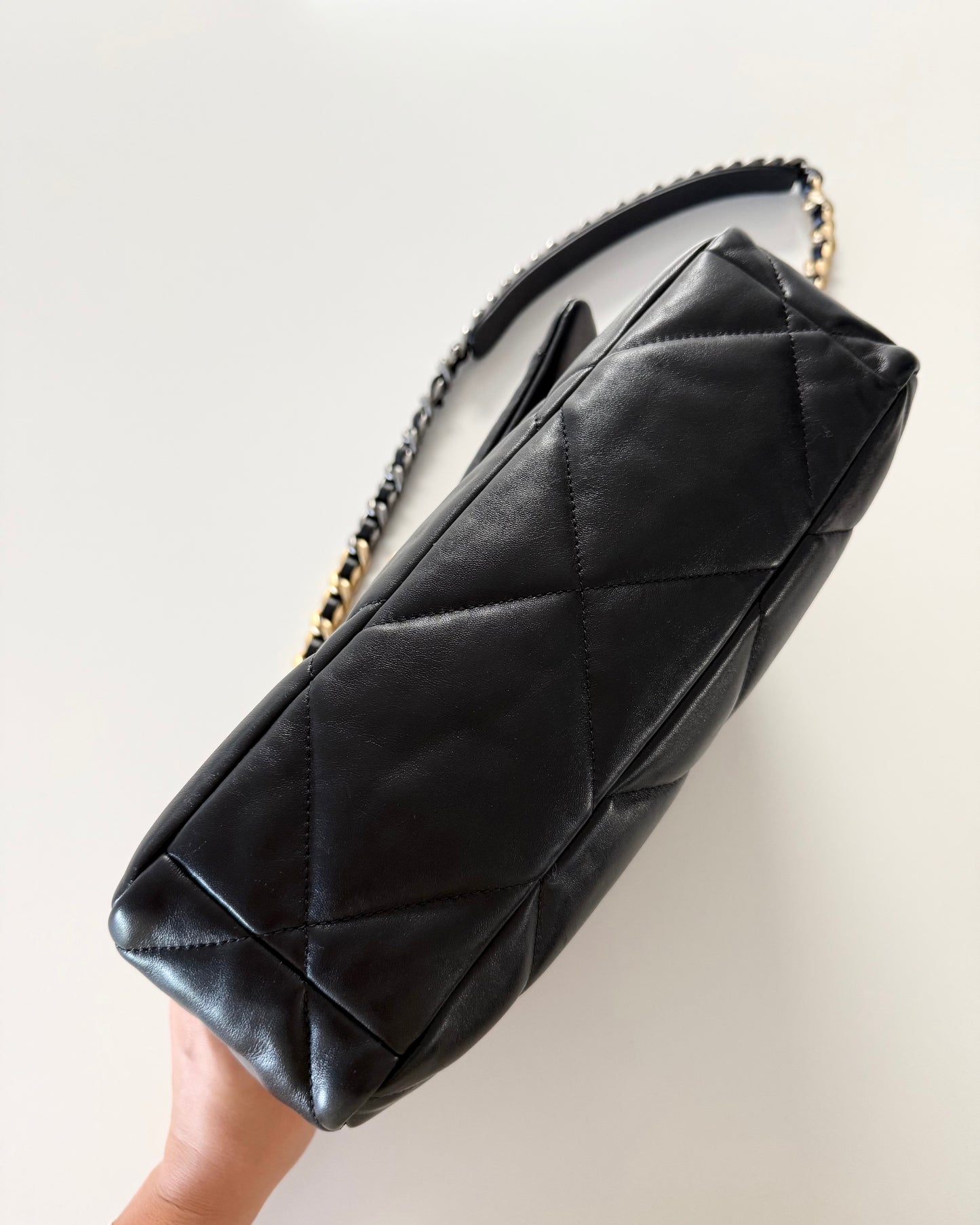Chanel Black Quilted Lambskin Leather Chanel 19 Large Flap