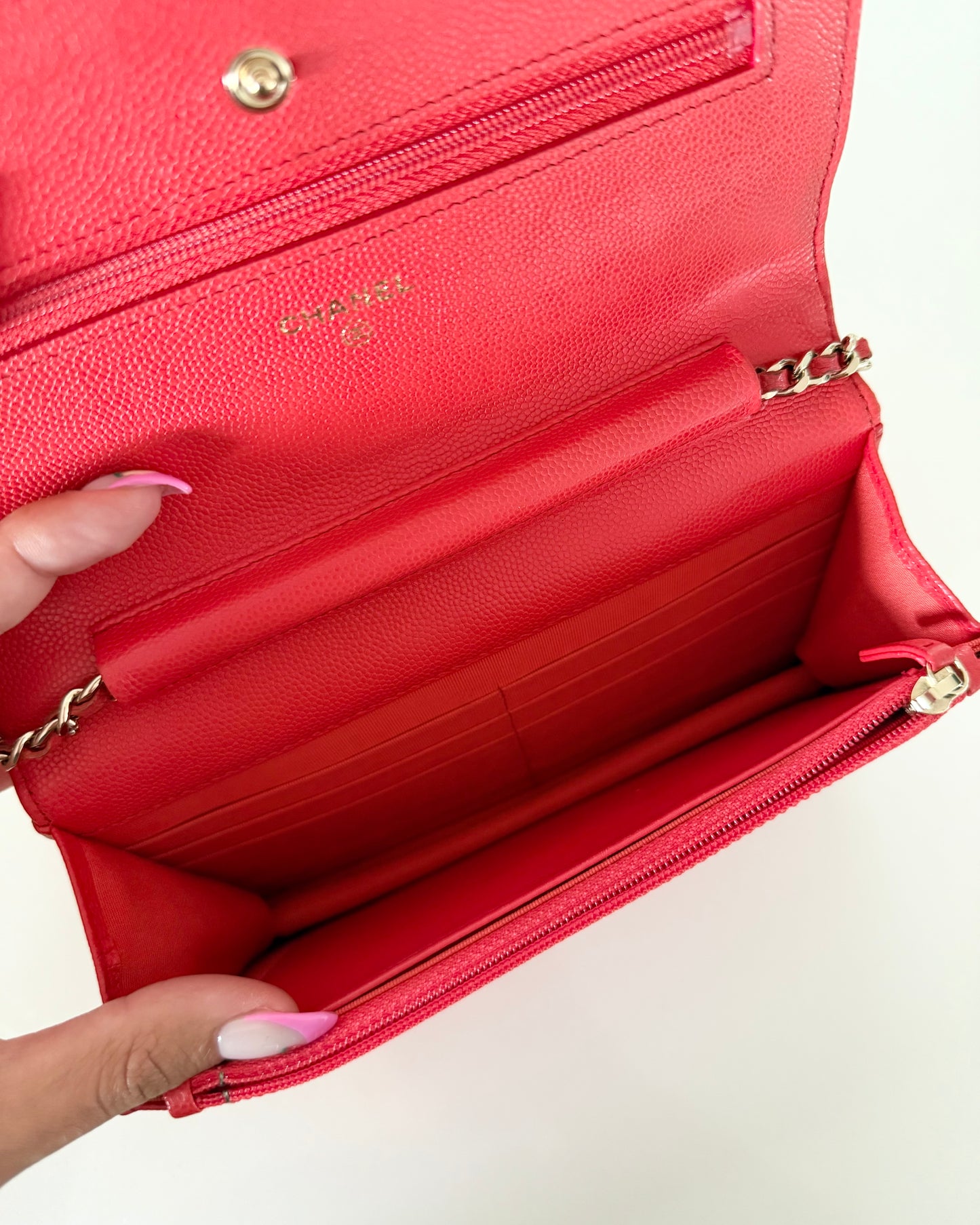 Chanel Red Caviar Classic Wallet on Chain
