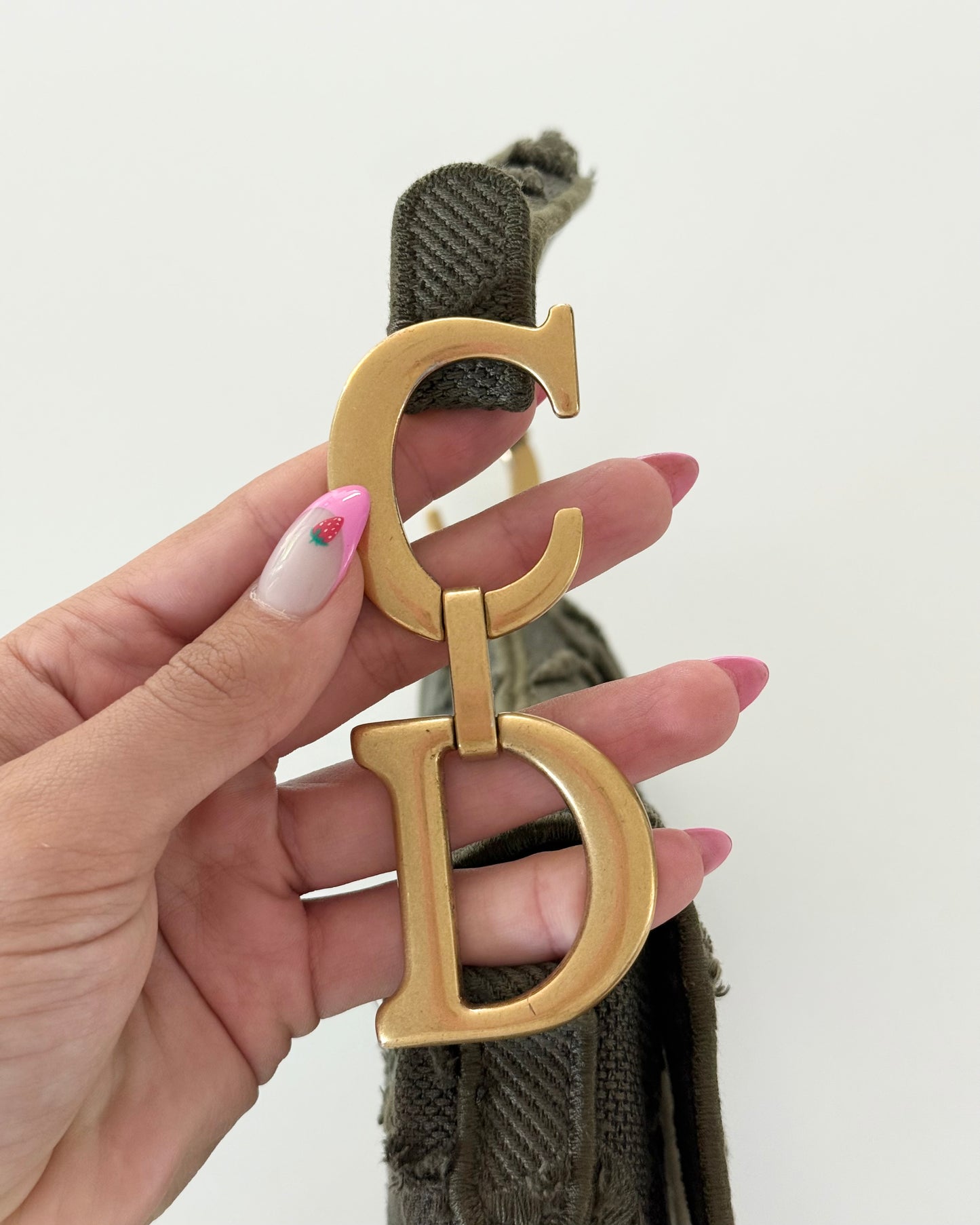 Christian Dior Green Camouflage Embroidered Saddle Bag