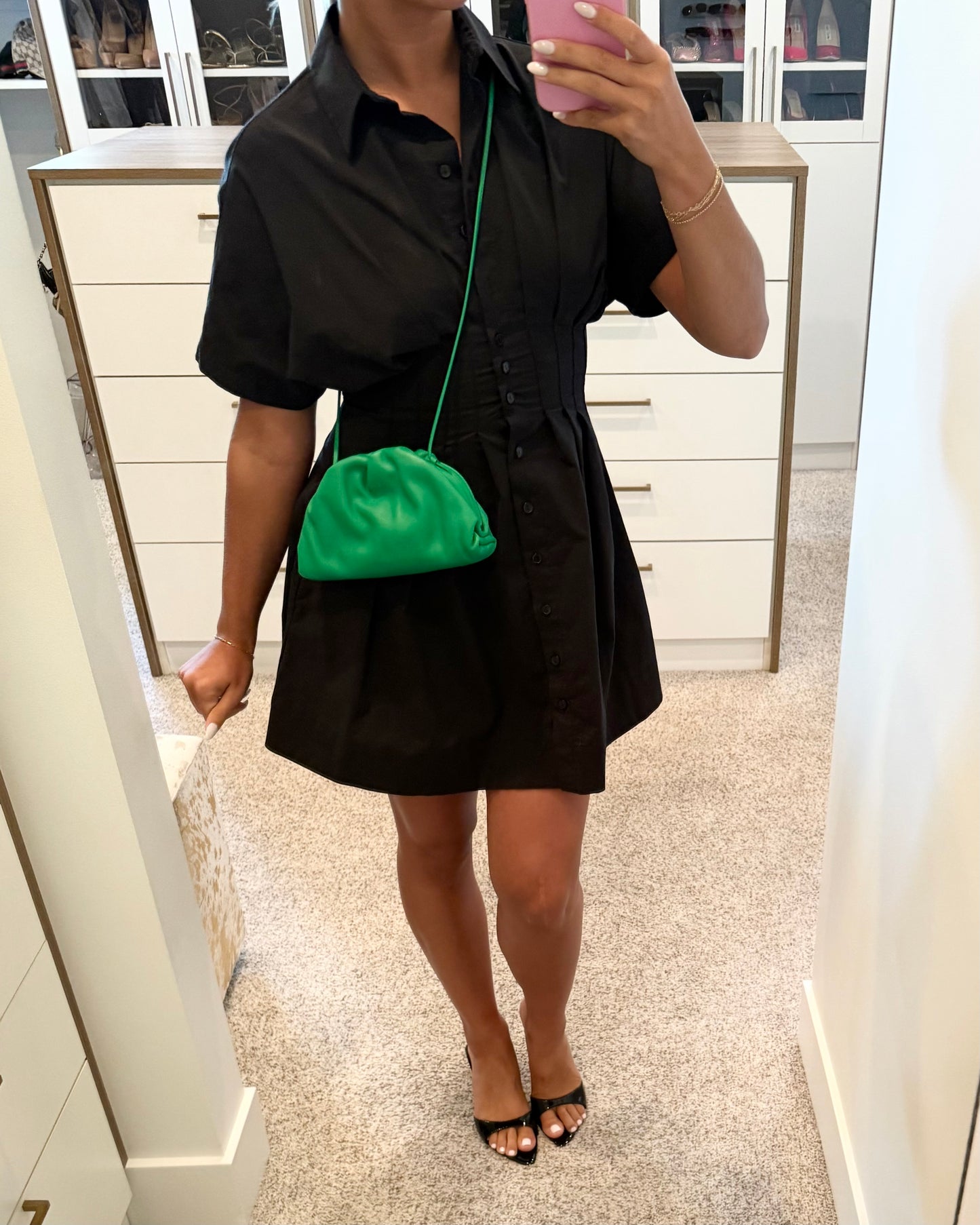 Bottega Veneta Green Leather Mini Pouch