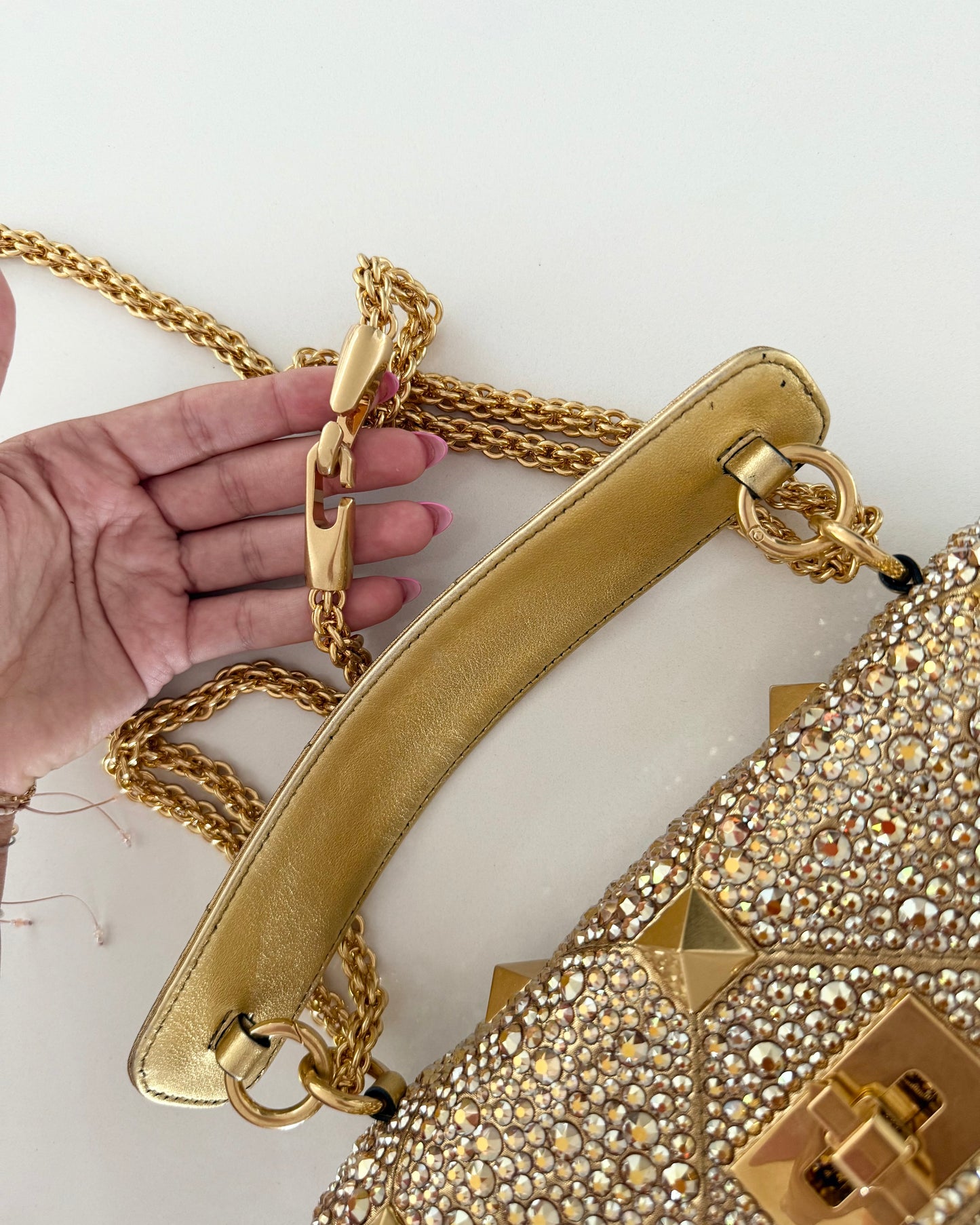 Valentino Gold Crystal Medium Roman Rockstud