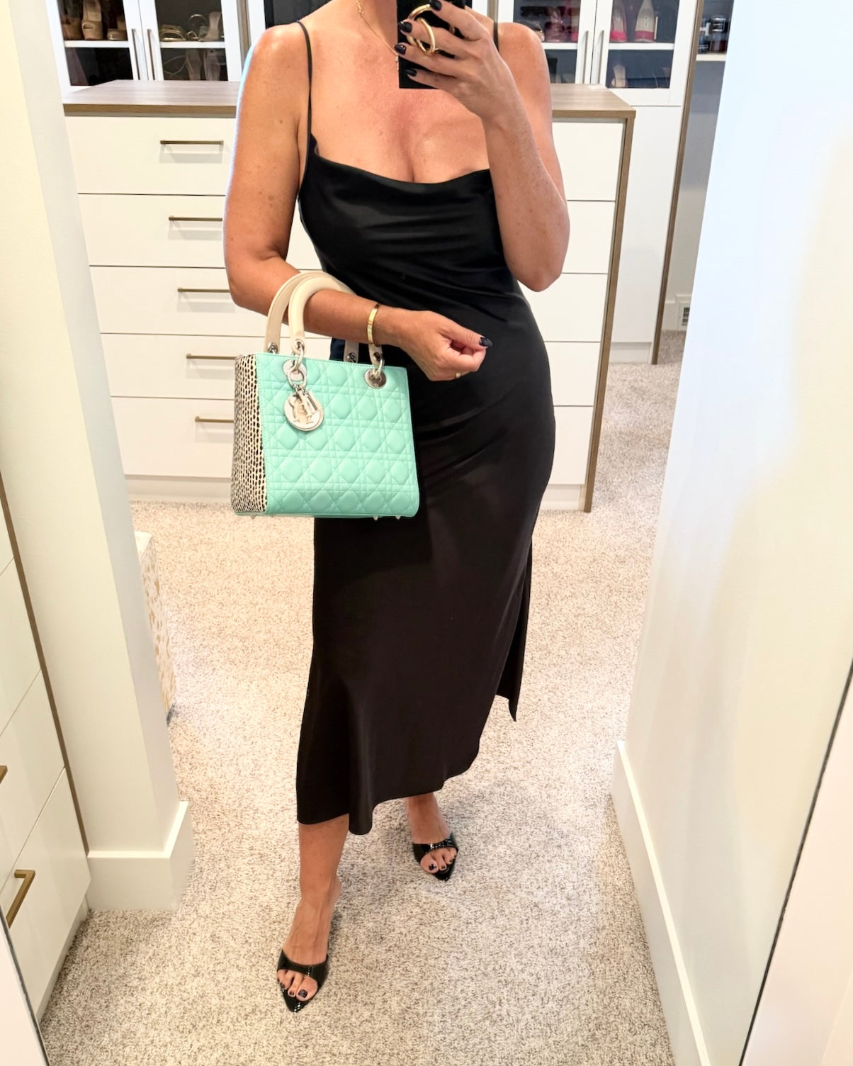 Christian Dior Turquoise and Spotted Python Medium Lady Dior