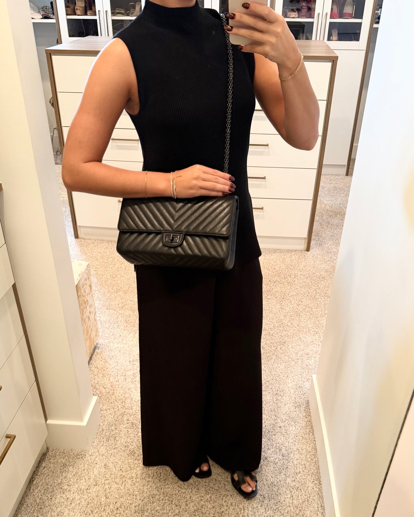 Chanel So Black 2.55 Reissue Chevron Quilted Calfskin Leather 226 Flap Bag