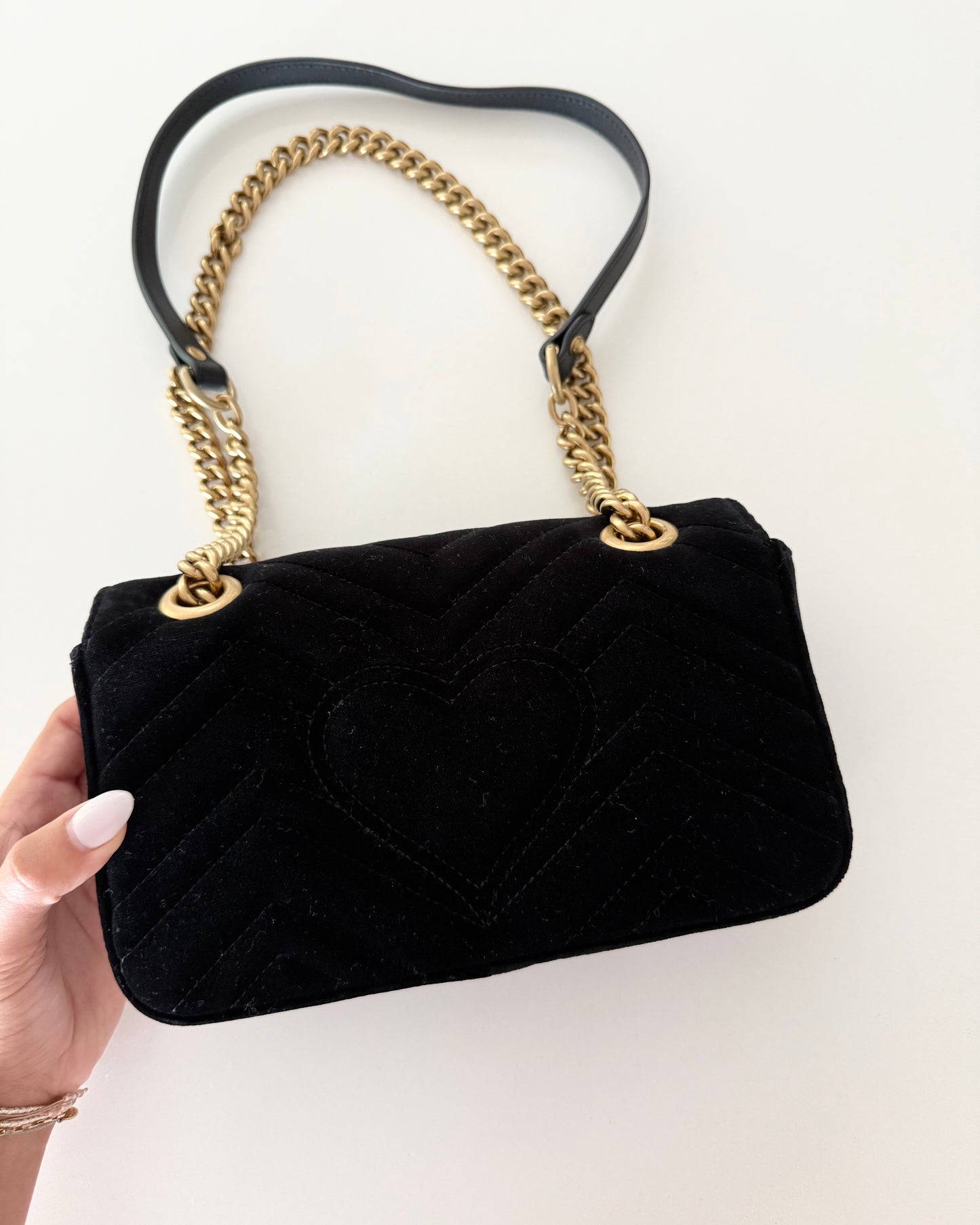 Gucci Black Velvet Marmont Mini Crossbody