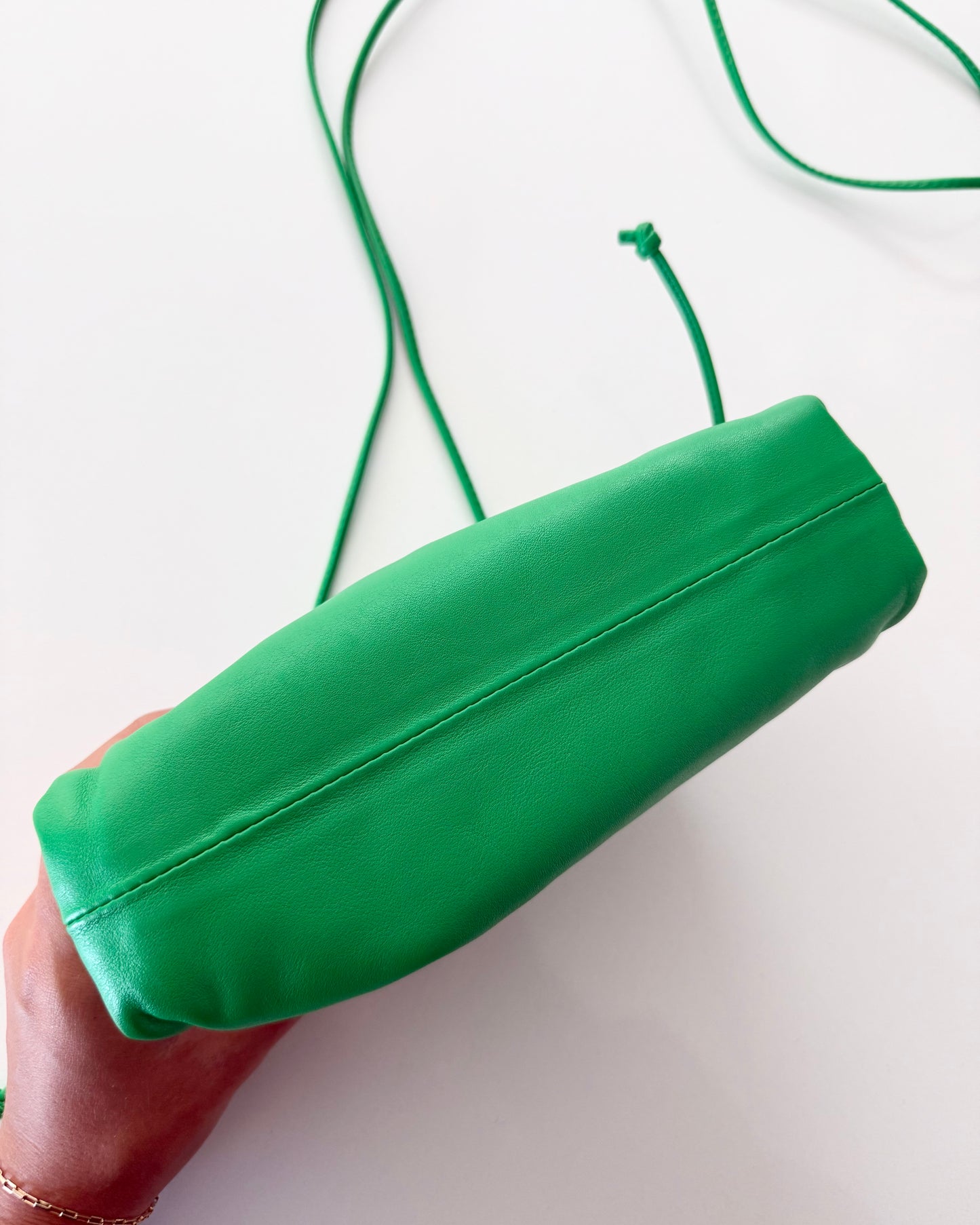 Bottega Veneta Green Leather Mini Pouch