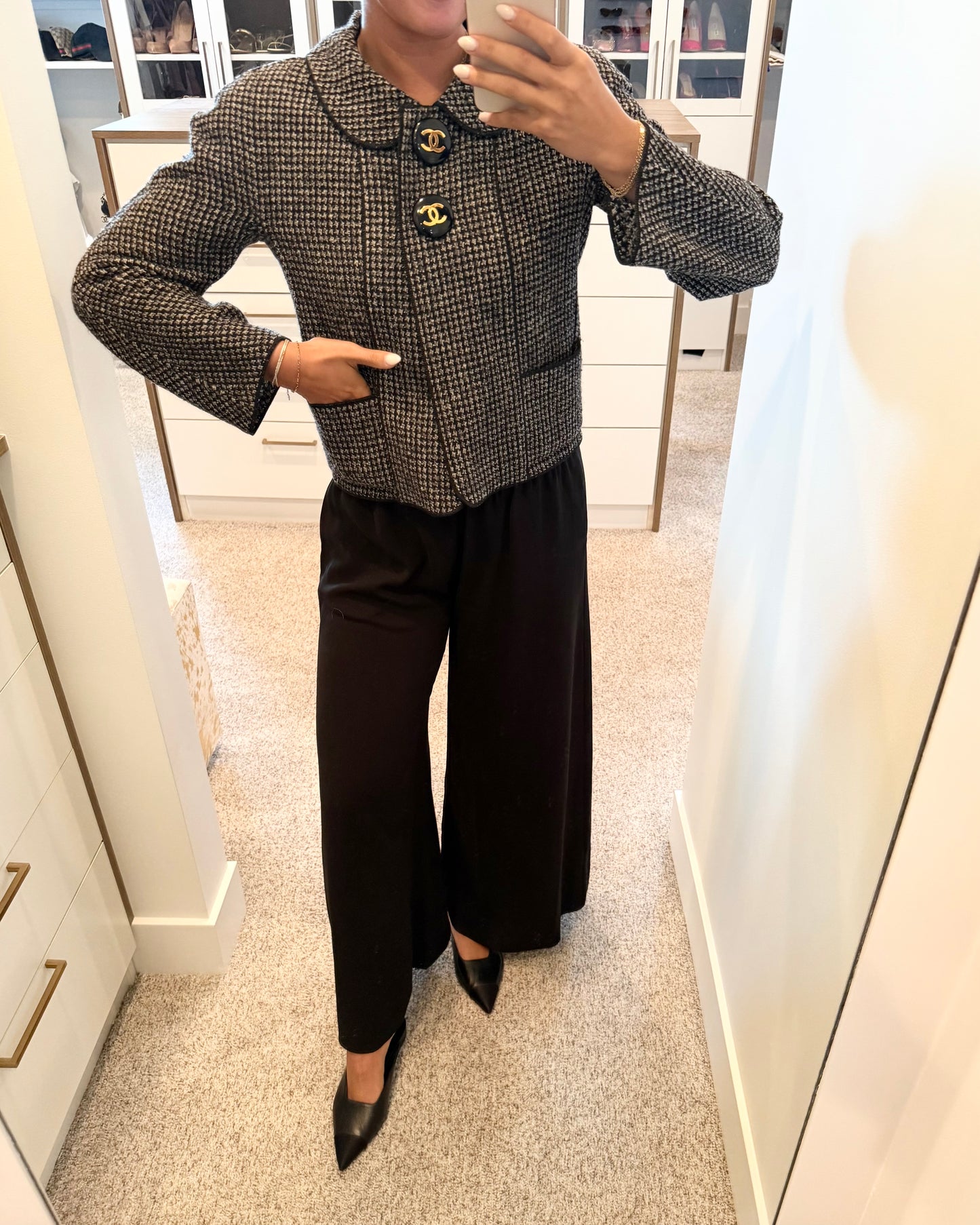 Chanel SUPER RARE Black Tweed Jacket from 29 collection 1992