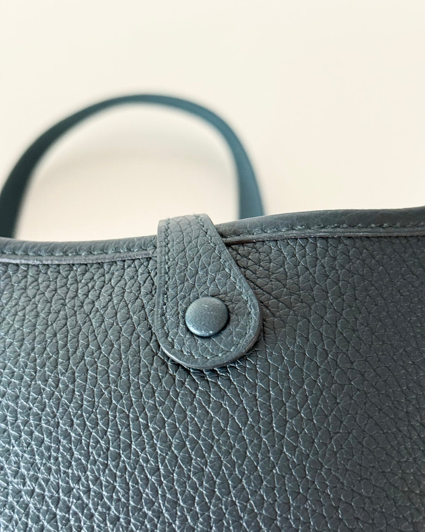 Hermes Vert Bosphore Clemence Leather Evelyne TPM w/Gold Plated Hardware from 2021
