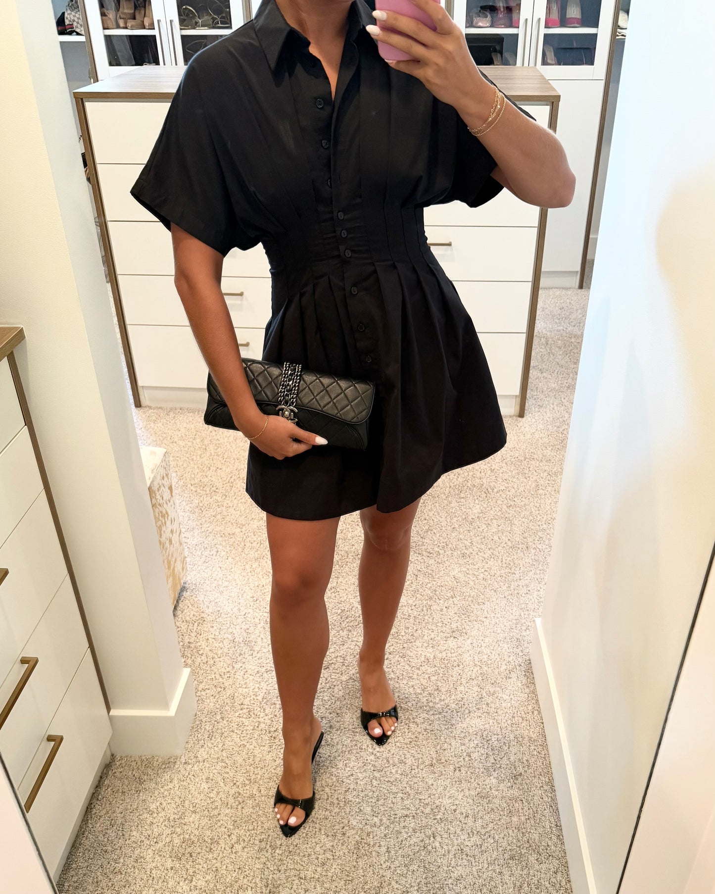 Chanel Black Lambskin Chain Flap Clutch