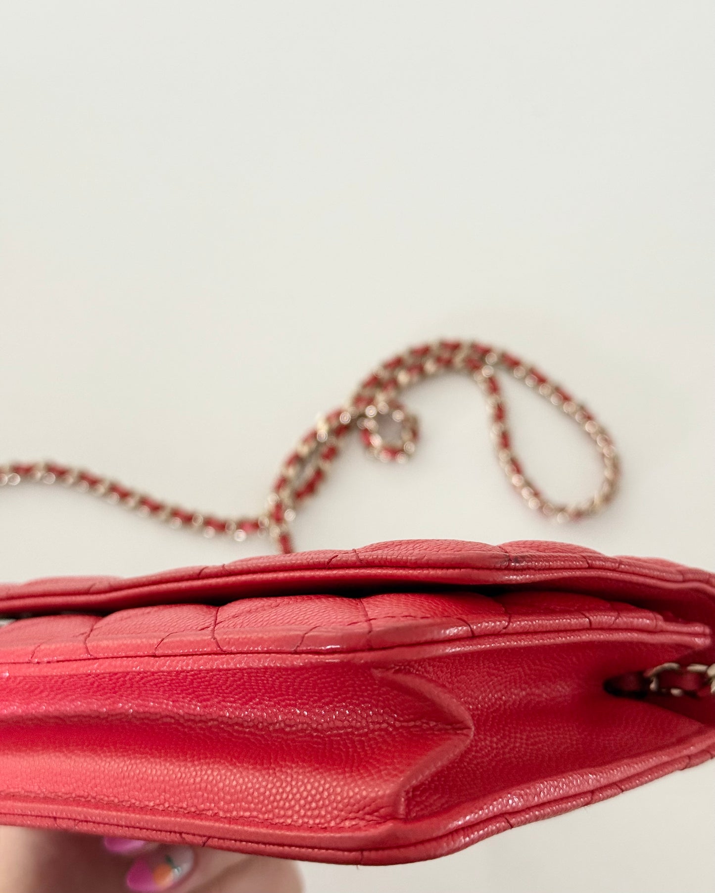 Chanel Red Caviar Classic Wallet on Chain