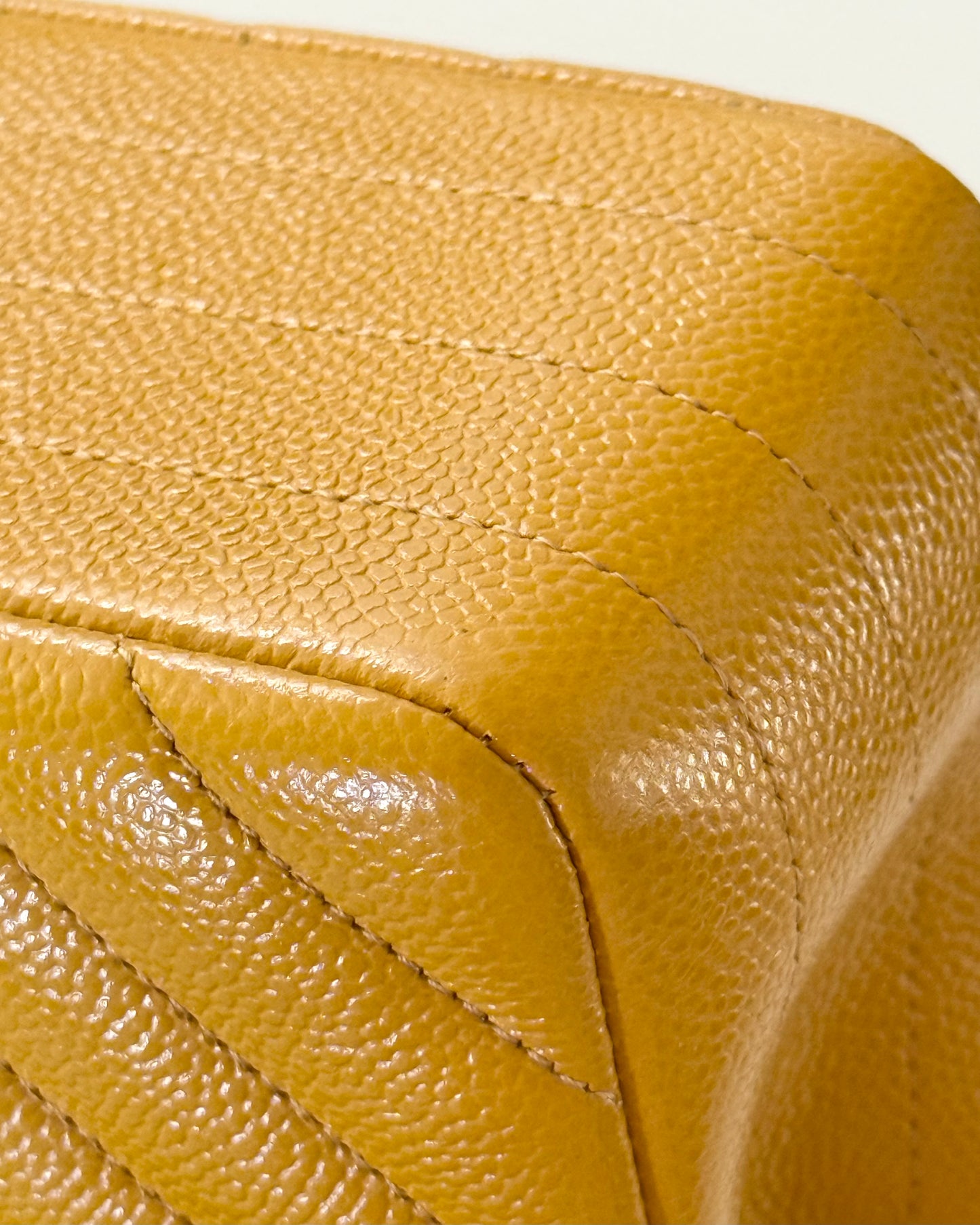 Chanel Dark Yellow Chevron Caviar Small Double Flap 30 series from 2020-21