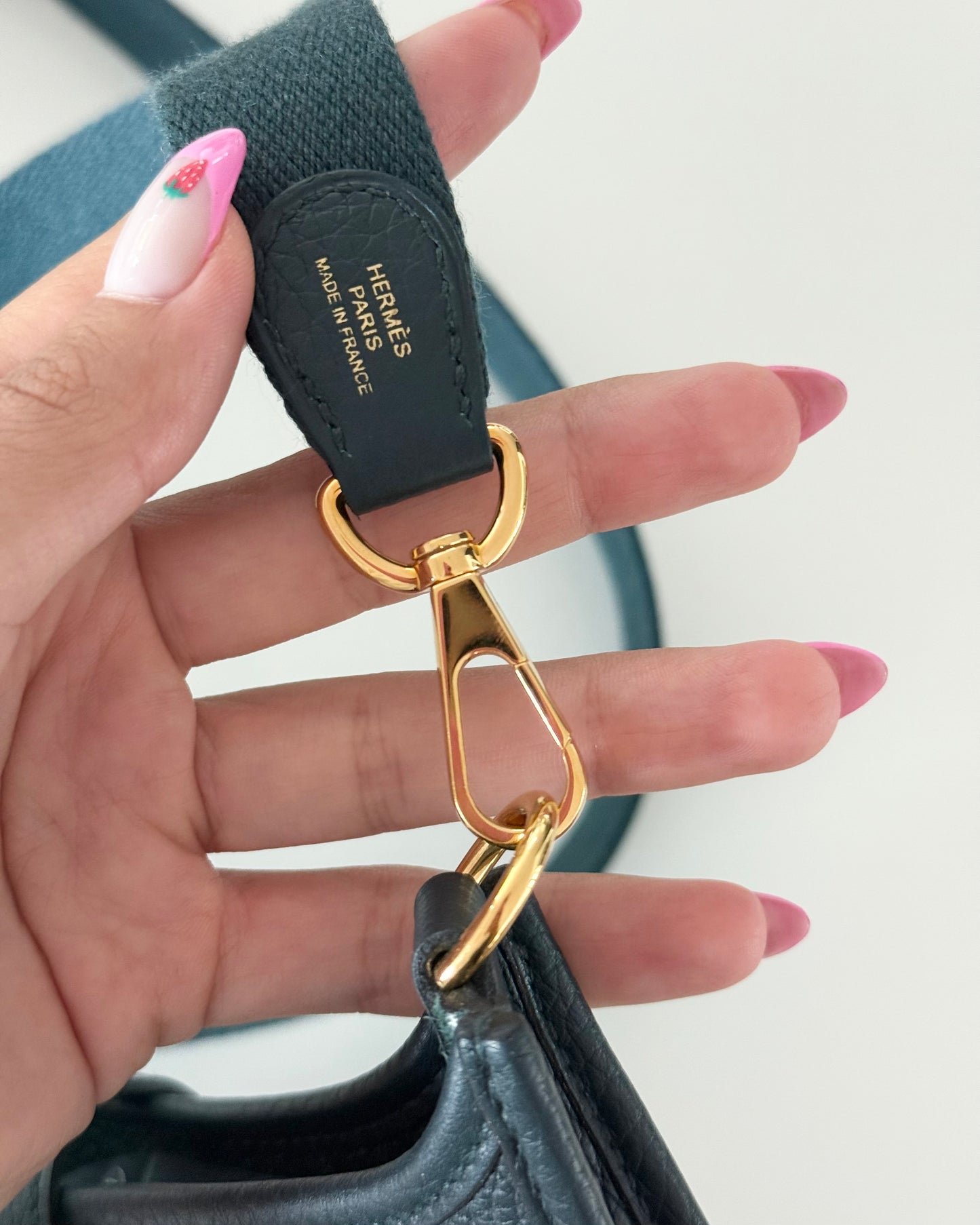 Hermes Vert Bosphore Clemence Leather Evelyne TPM w/Gold Plated Hardware from 2021
