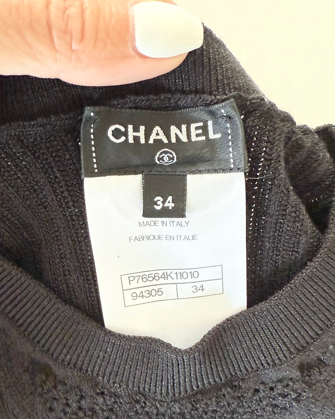 Chanel Black Long Sleeve Stretchy Mini Dress